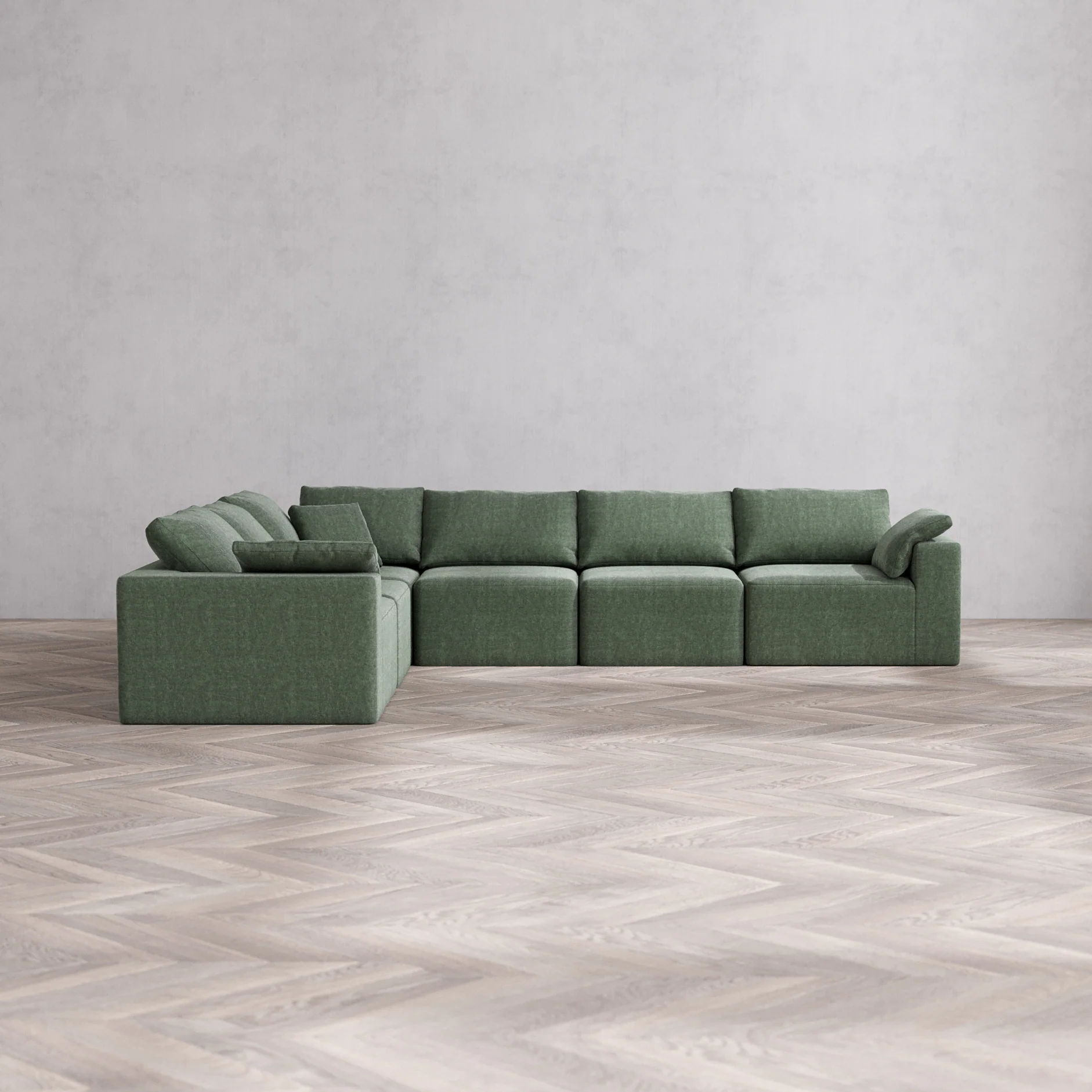 Slipcover Only - Modular Washable 6-Seater Corner Sectional Cloud Sofa in Sage