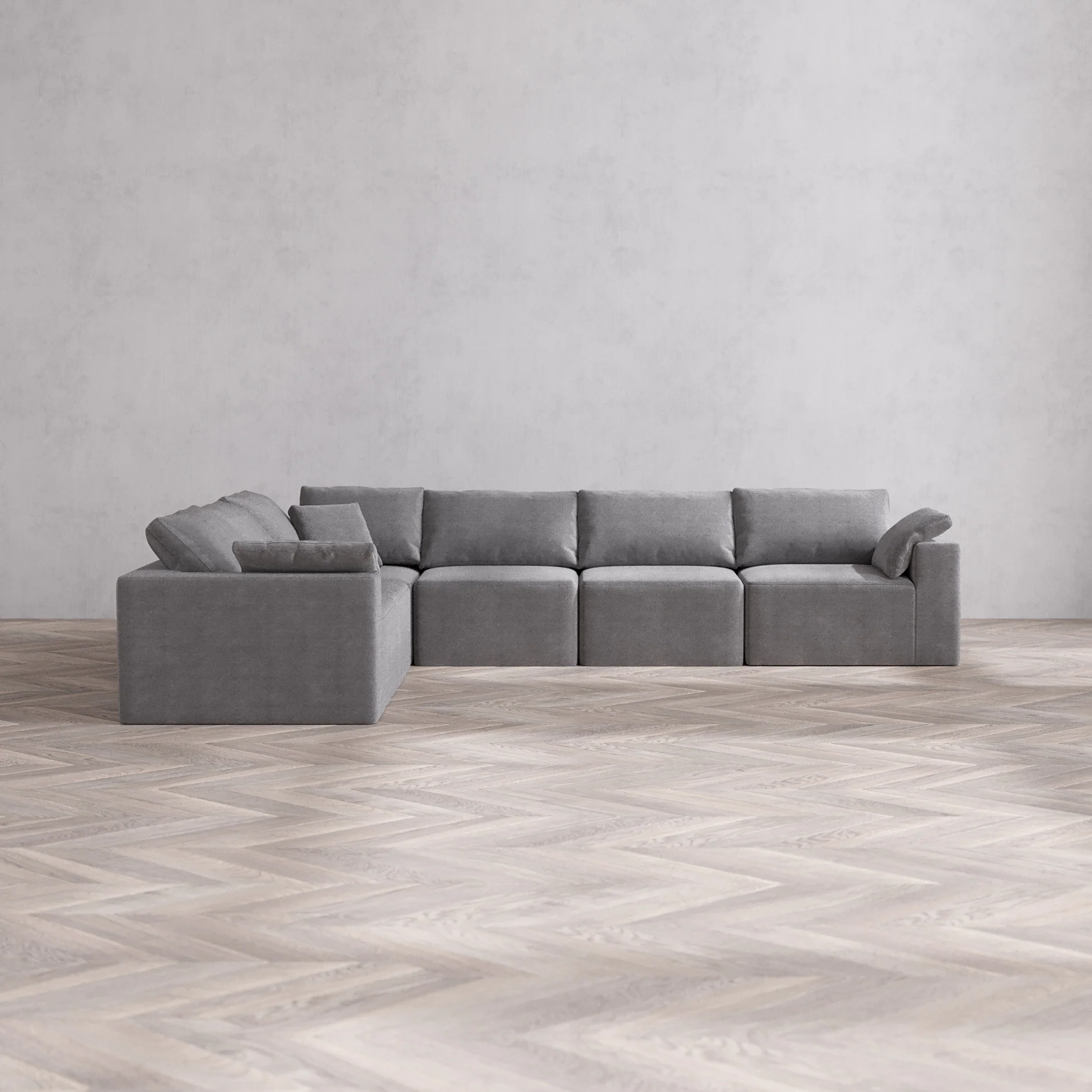 Slipcover Only - Modular Washable 6-Seater Corner Sectional Cloud Sofa in Slate