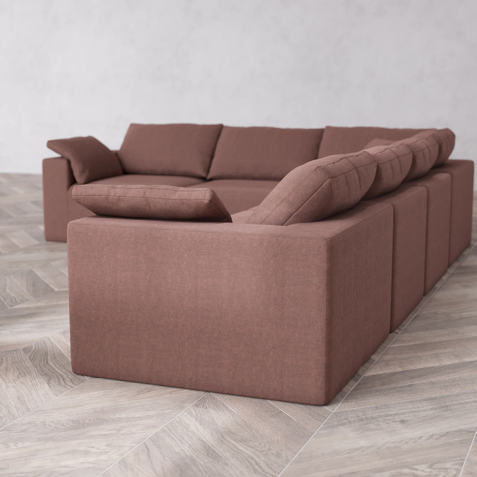Slipcover Only - Modular Washable 6-Seater Corner Sectional Cloud Sofa in Sumac - Image 5