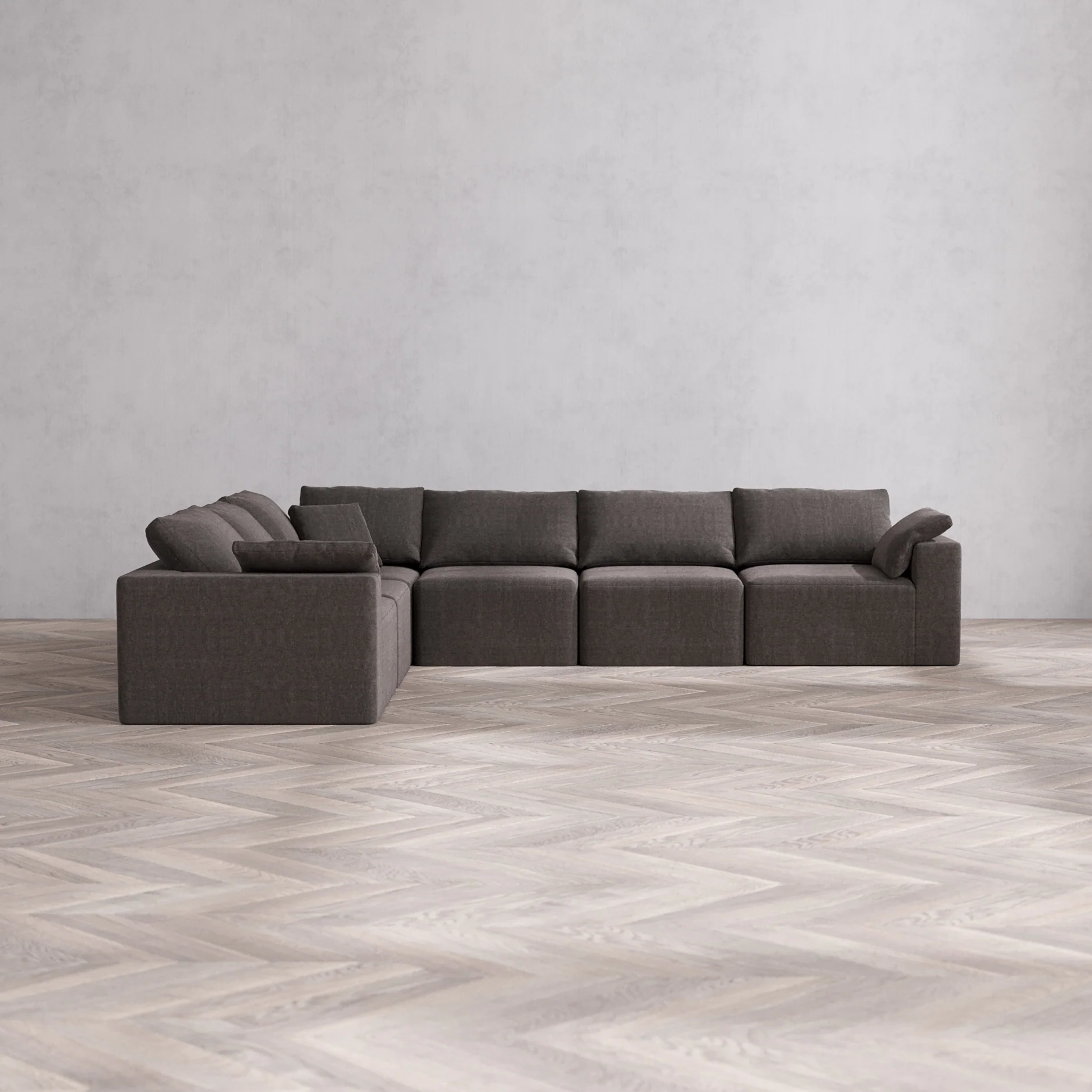 Slipcover Only - Modular Washable 6-Seater Corner Sectional Cloud Sofa in Truffle