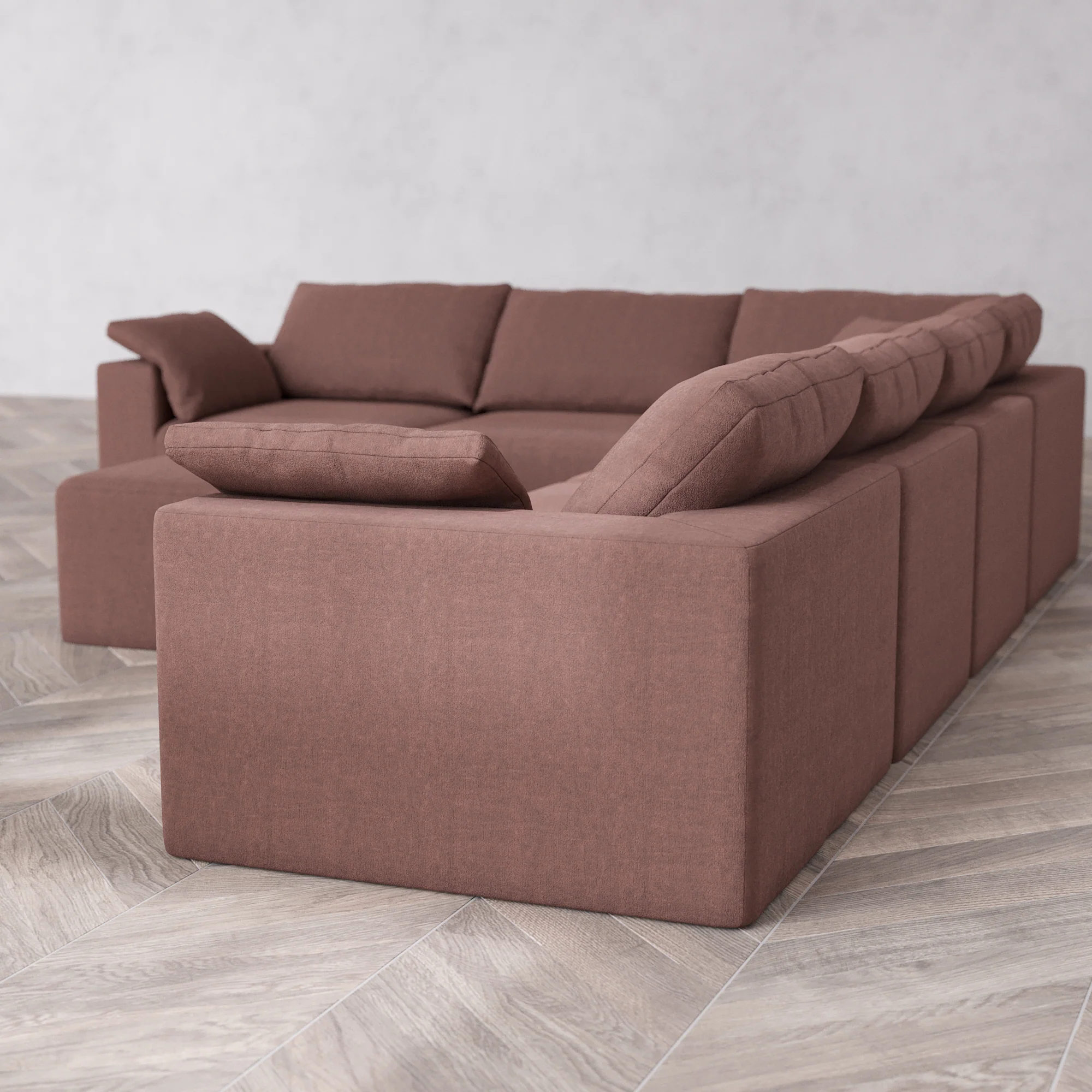 Slipcover Only - Modular Washable 6-Seater Corner Sectional + Ottoman Cloud Sofa in Sumac - Image 5
