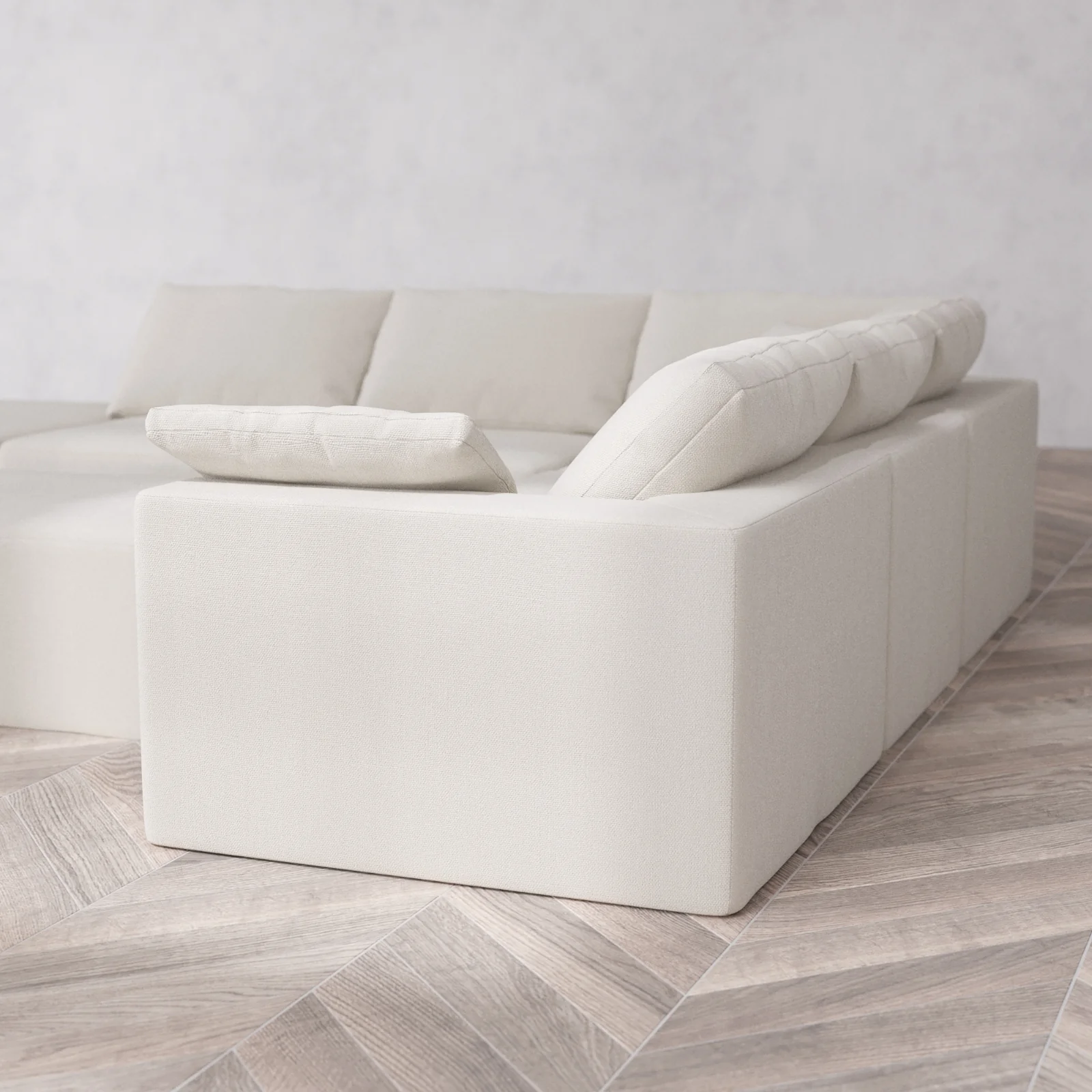 Slipcover Only - Modular Washable 6-Seater Open End Corner Sectional + Chaise Ottoman Cloud Sofa in Pearl | Left-Facing Arm - Image 5