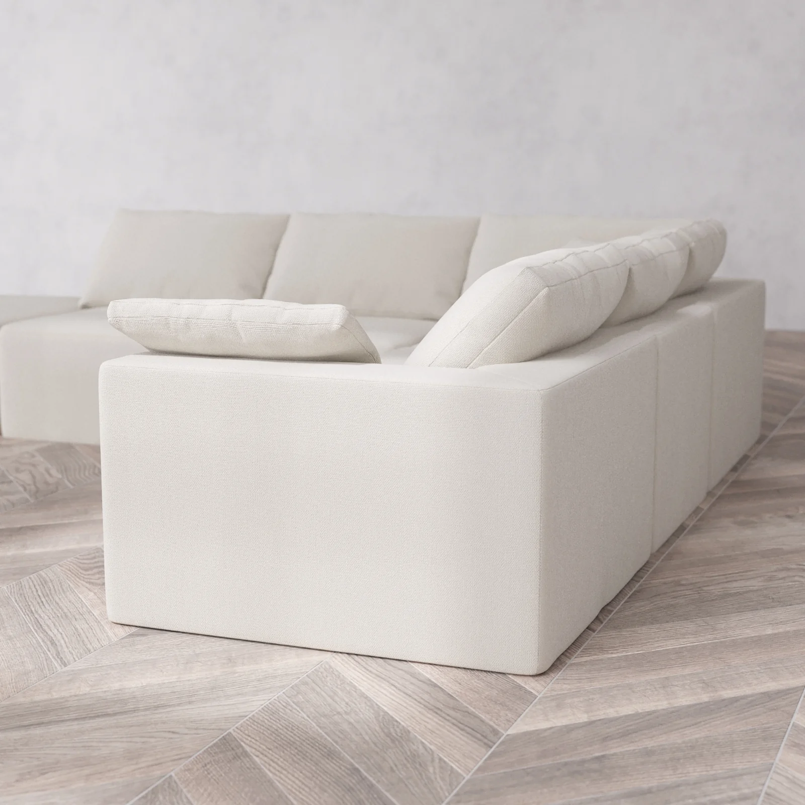 Slipcover Only - Modular Washable 6-Seater Open End Corner Sectional Cloud Sofa in Pearl | Left-Facing Arm - Image 5
