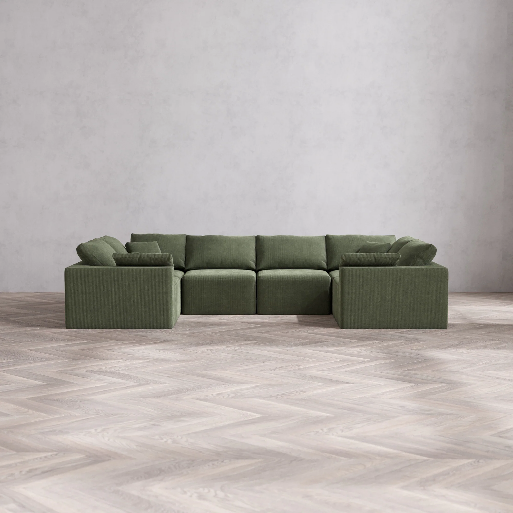 Slipcover Only - Modular Washable 6-Seater U Sectional Cloud Sofa in Juniper