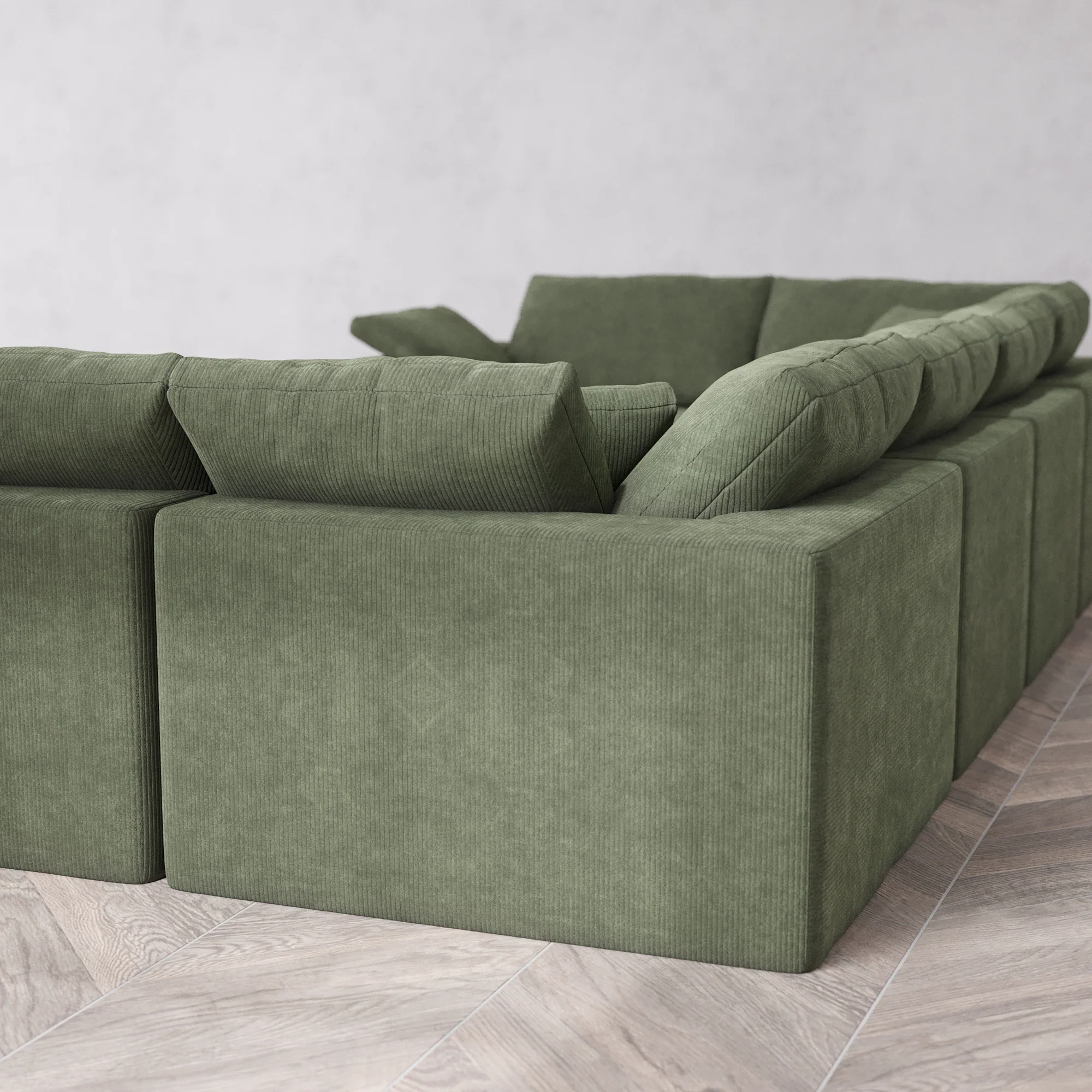 Slipcover Only - Modular Washable 6-Seater U Sectional Cloud Sofa in Juniper - Image 5