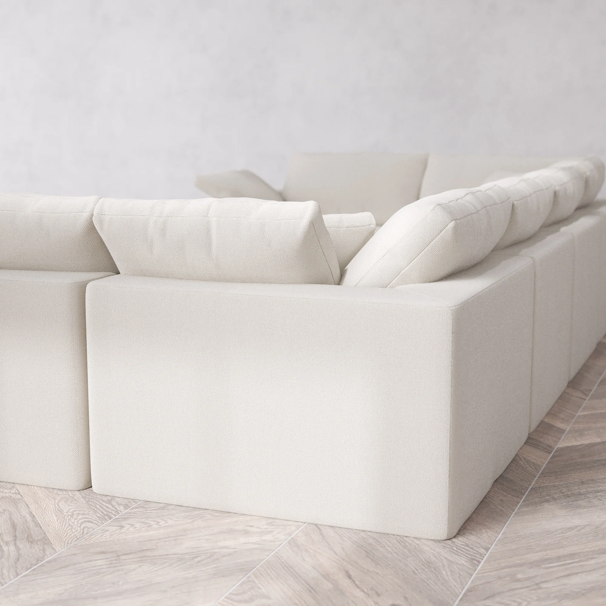 Slipcover Only - Modular Washable 6-Seater U Sectional Cloud Sofa in Pearl - Image 5