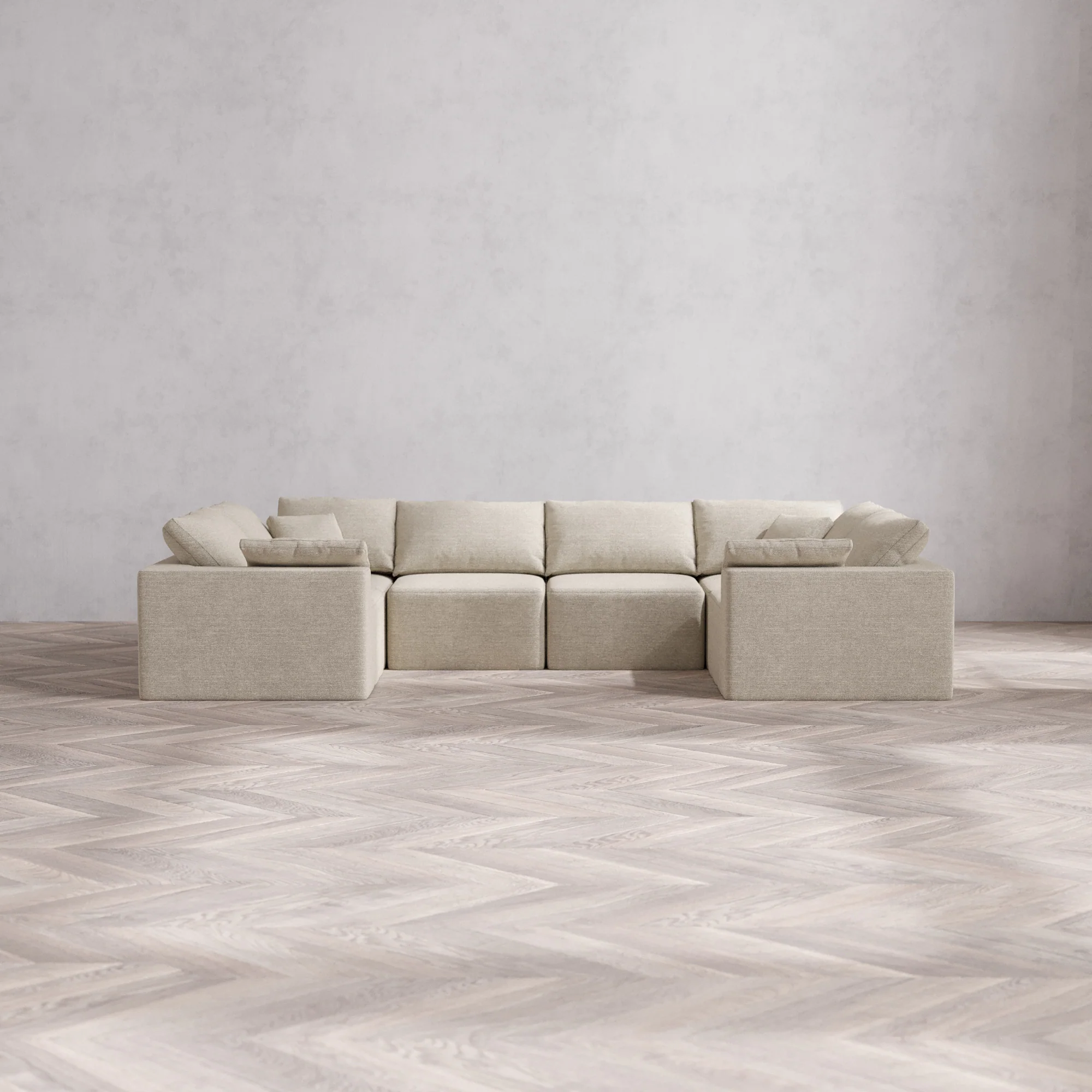 Slipcover Only - Modular Washable 6-Seater U Sectional Cloud Sofa in Sandstone