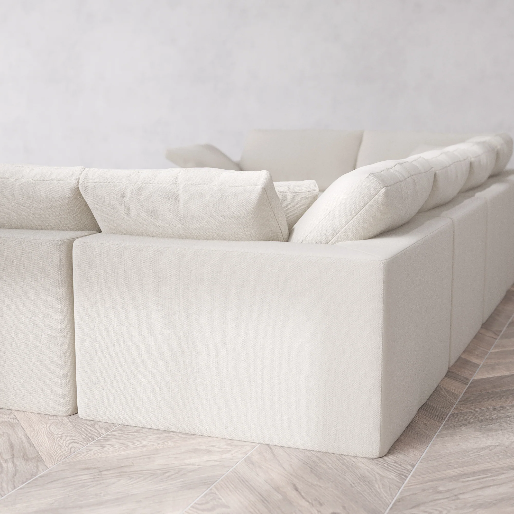 Slipcover Only - Modular Washable 6-Seater U Sectional + Ottoman Cloud Sofa in Pearl - Image 5