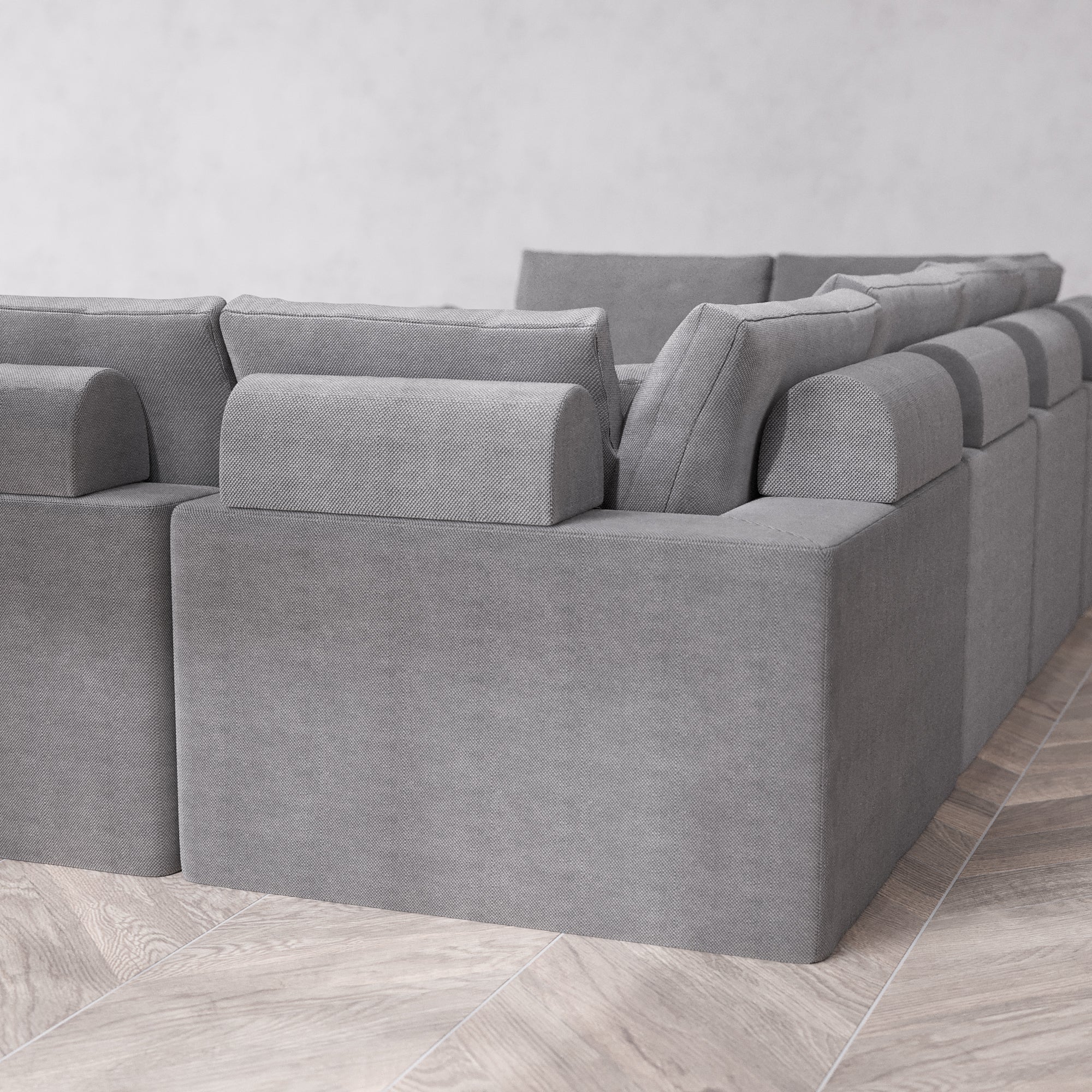 Slipcover Only - Modular Washable 6-Seater U Sectional + Ottoman Cloud + Bolster Sofa in Slate - Image 5