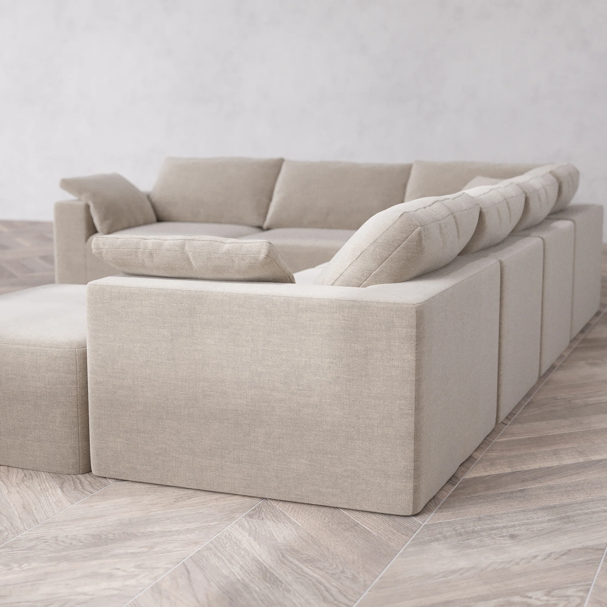 Slipcover Only - Modular Washable 7-Seater Corner Chaise Sectional Cloud Sofa in Caraway - Image 5
