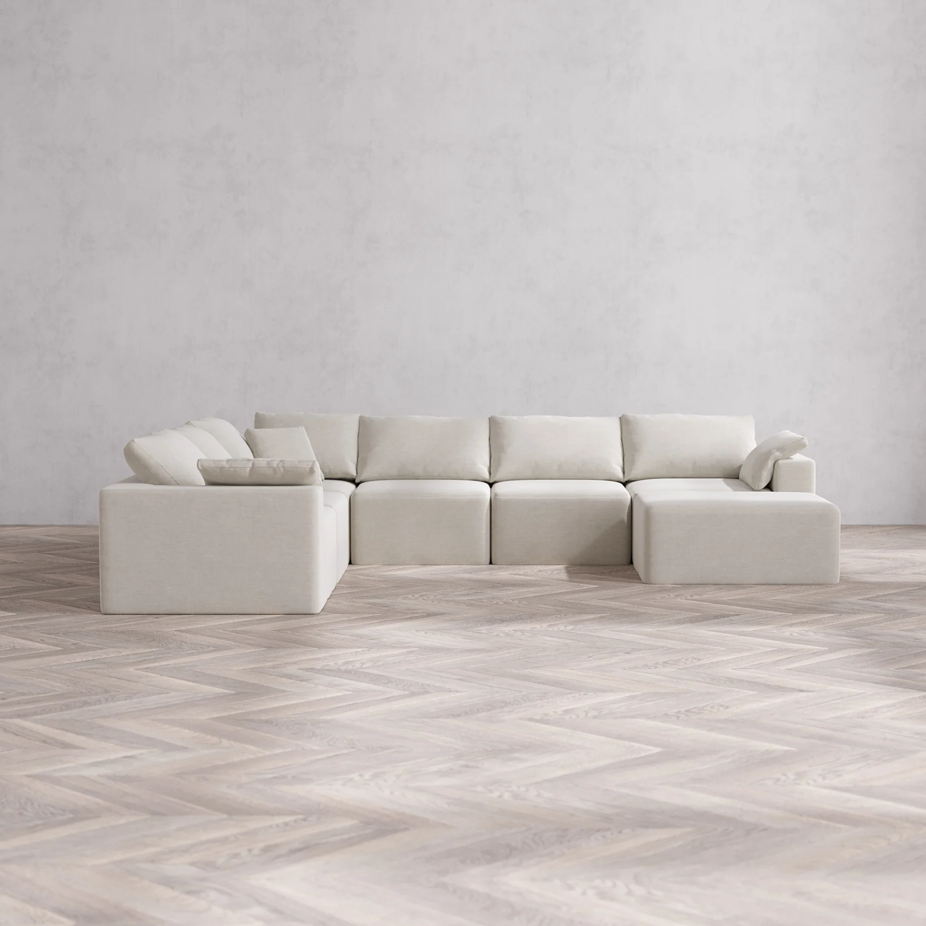 Slipcover Only - Modular Washable 7-Seater Corner Chaise Sectional Cloud Sofa in Cashew