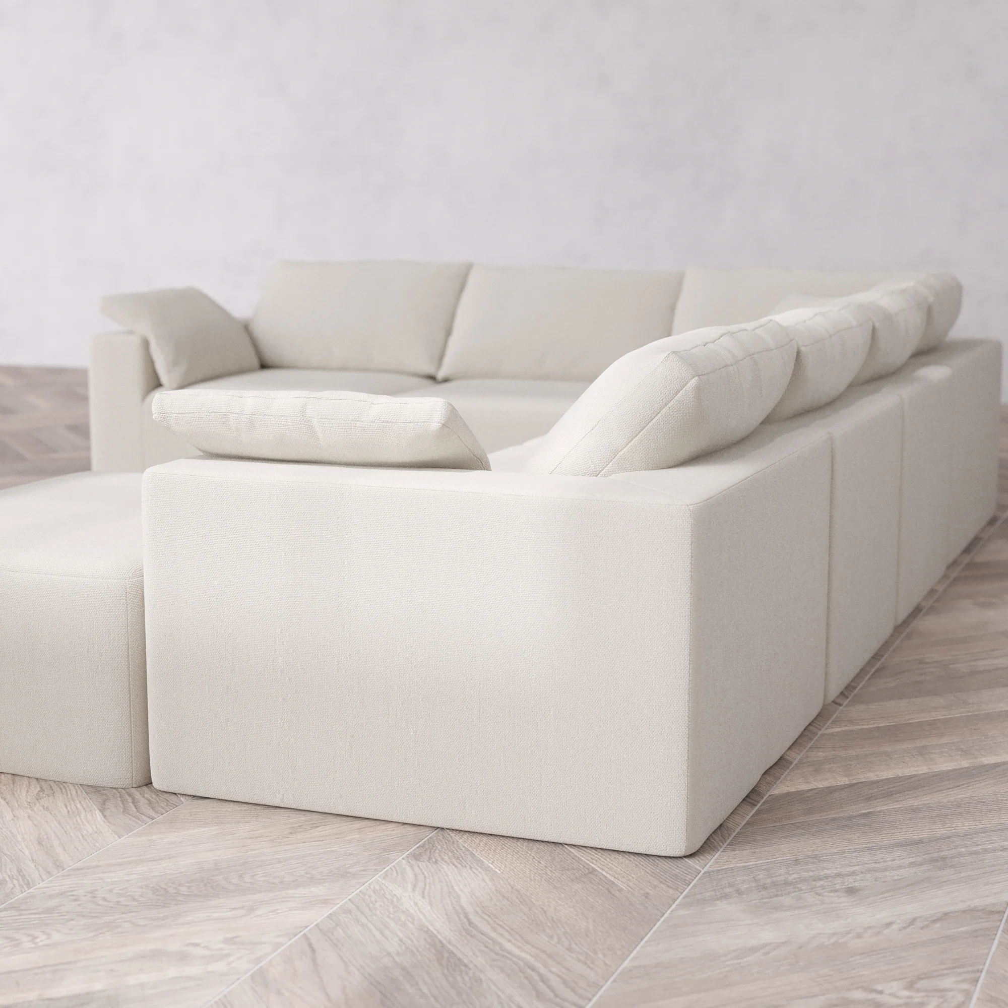 Slipcover Only - Modular Washable 7-Seater Corner Chaise Sectional Cloud Sofa in Pearl - Image 5