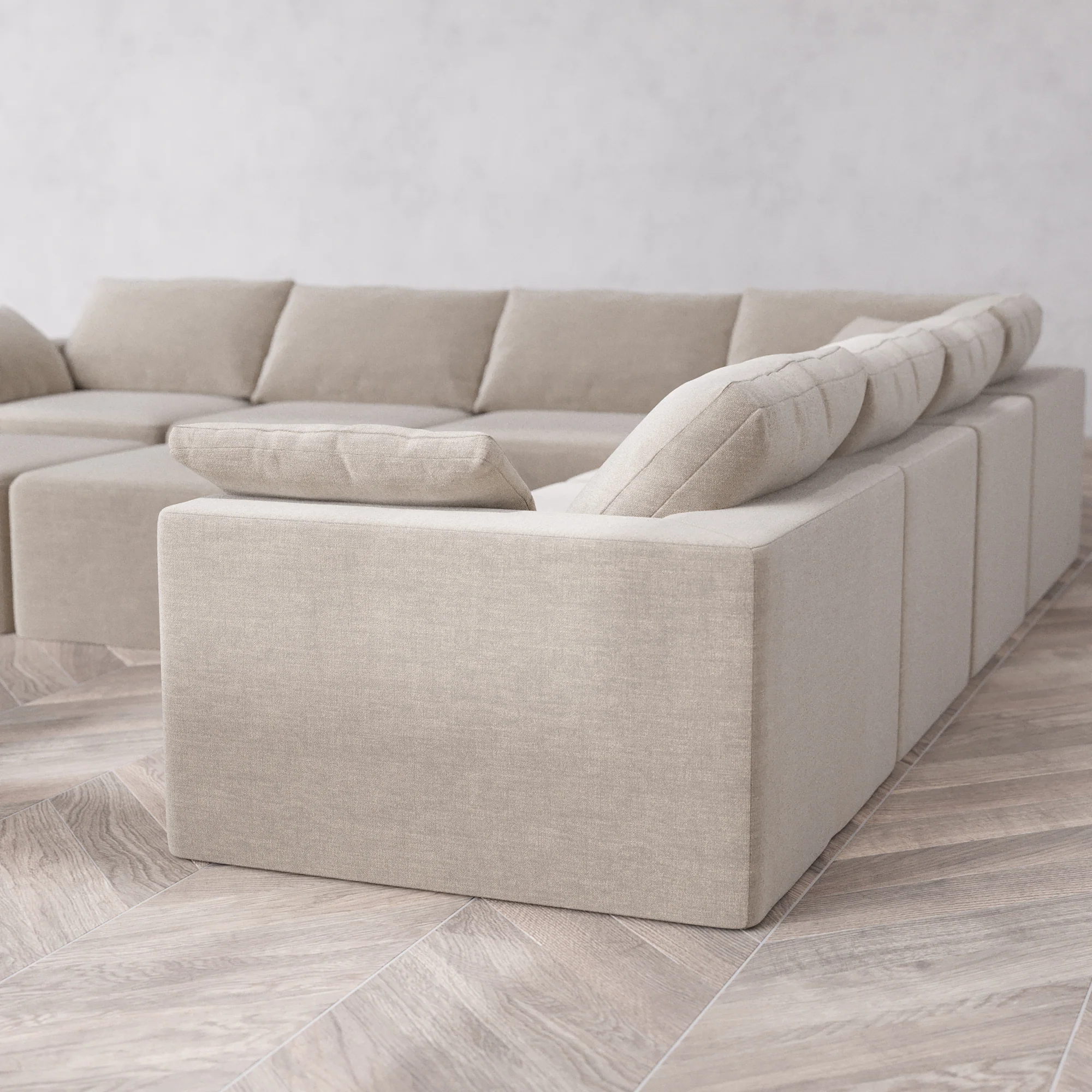 Slipcover Only - Modular Washable 7-Seater Corner Sectional + Chaise Ottoman Bench Cloud Sofa in Caraway - Image 5
