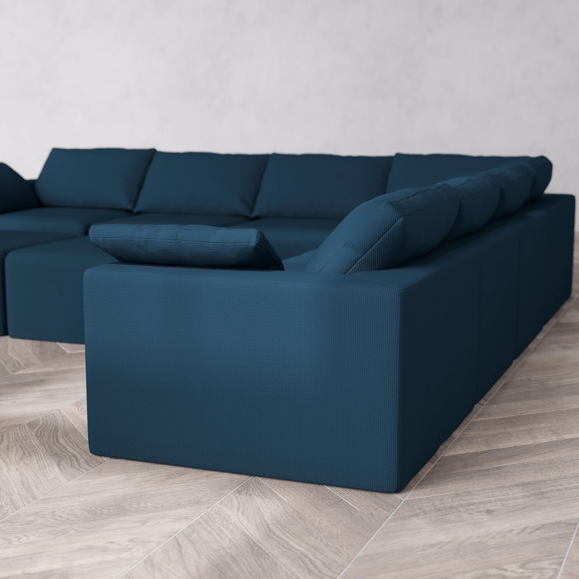 Slipcover Only - Modular Washable 7-Seater Corner Sectional + Chaise Ottoman Bench Cloud Sofa in Lazuli - Image 5