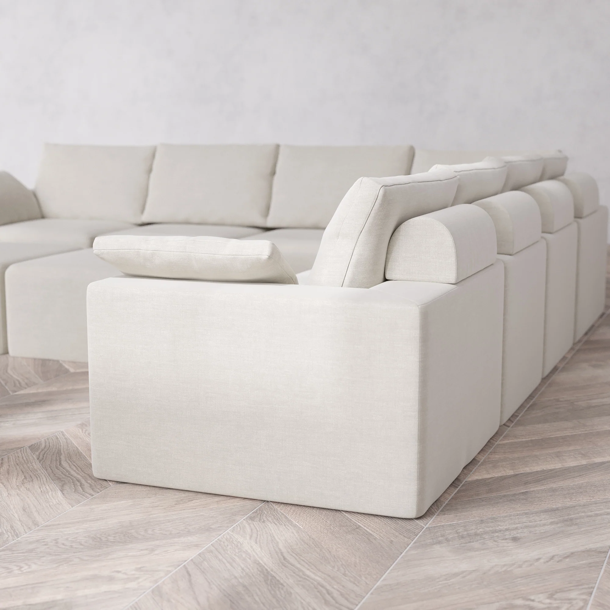 Slipcover Only - Modular Washable 7-Seater Corner Sectional + Chaise Ottoman Bench Cloud + Bolster Sofa in Cashew - Image 5