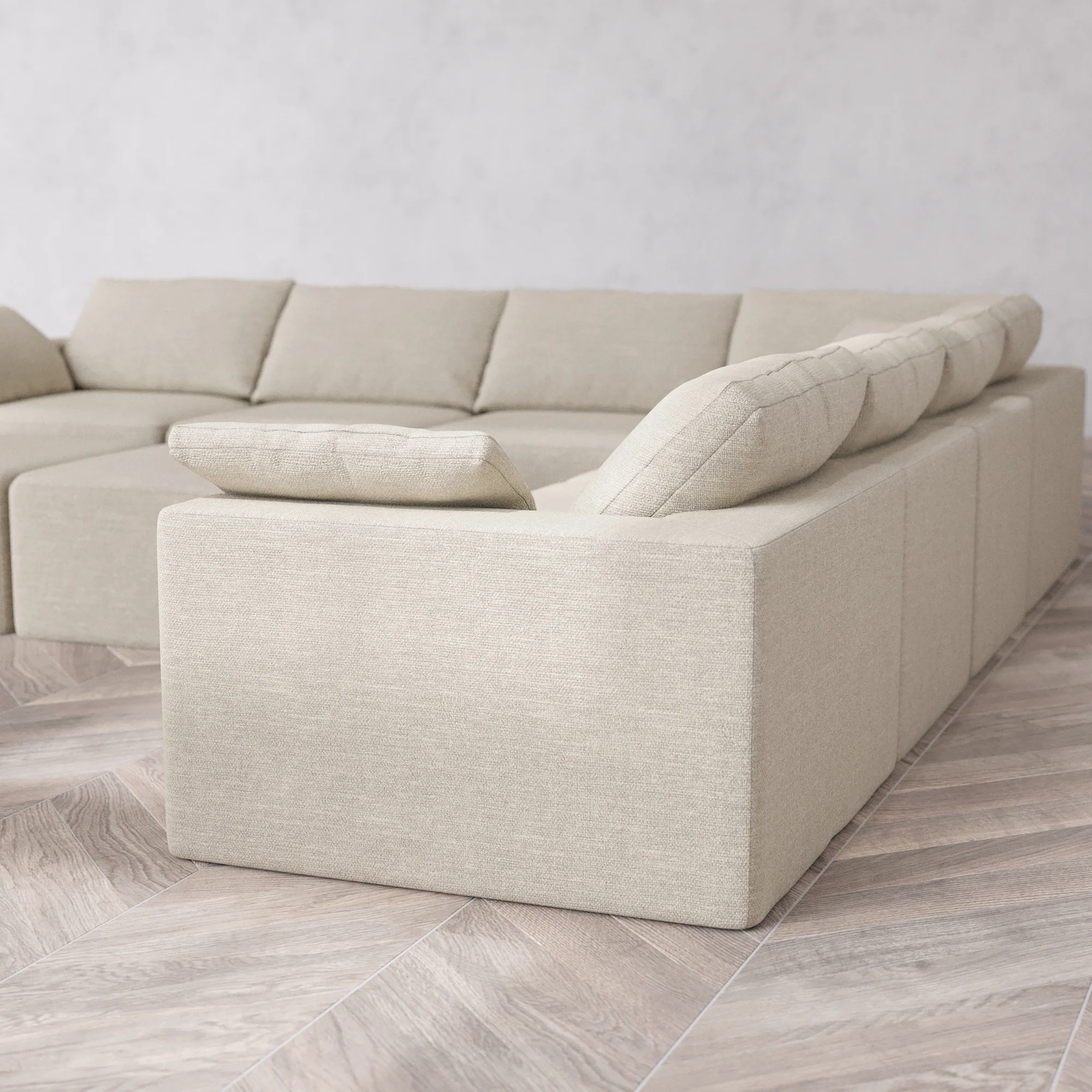 Slipcover Only - Modular Washable 7-Seater Corner Sectional + Chaise Ottoman Bench Cloud Sofa in Sandstone - Image 5