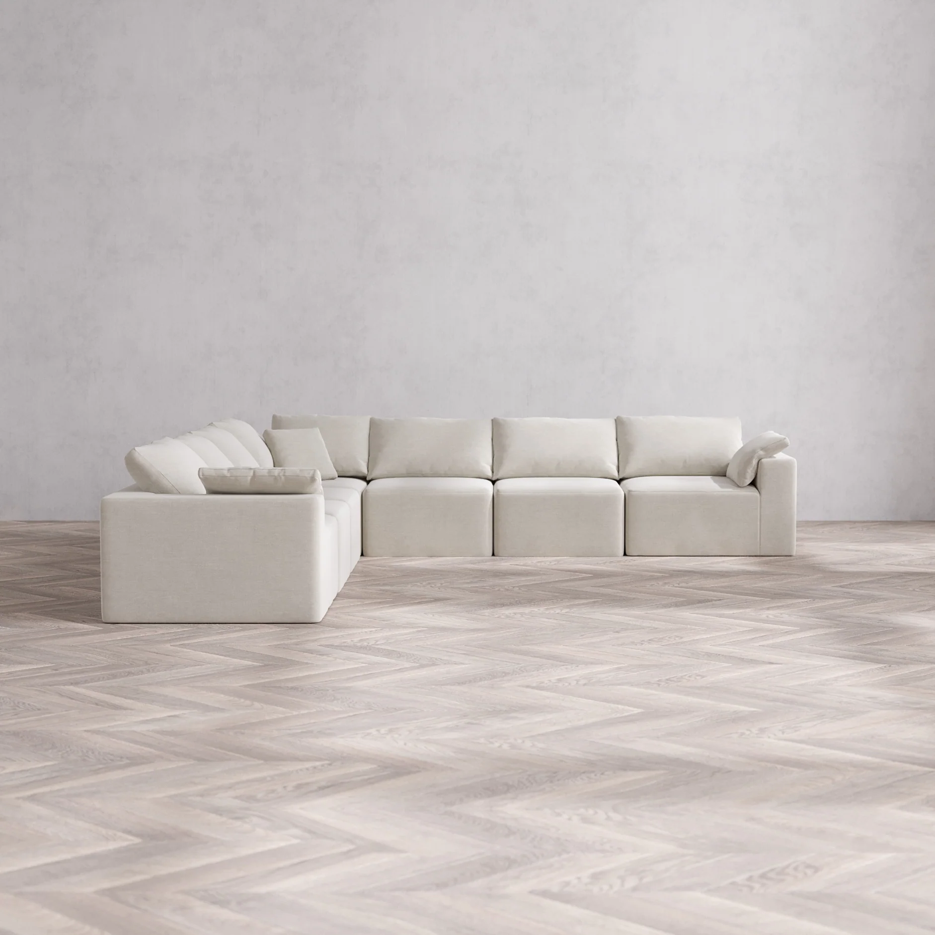 Slipcover Only - Modular Washable 7-Seater Corner Sectional Cloud Sofa in Cashew