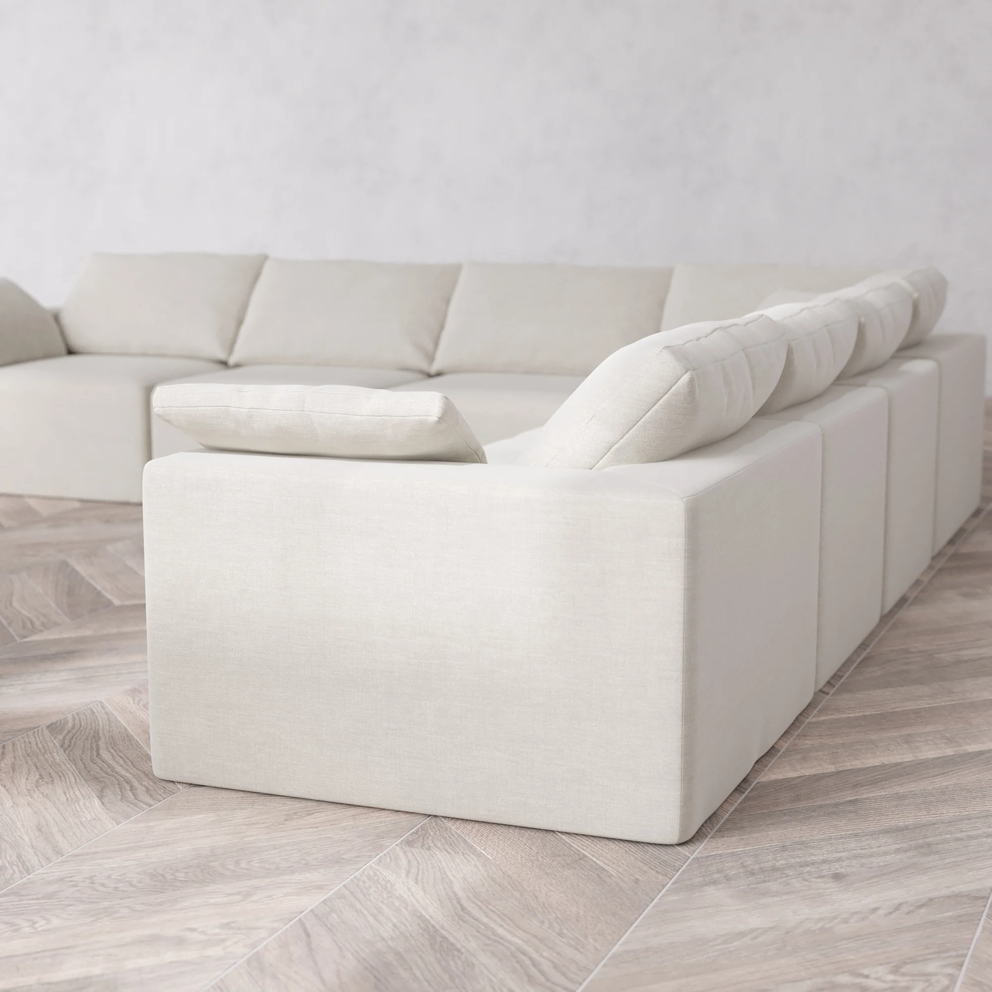 Slipcover Only - Modular Washable 7-Seater Corner Sectional Cloud Sofa in Cashew - Image 5