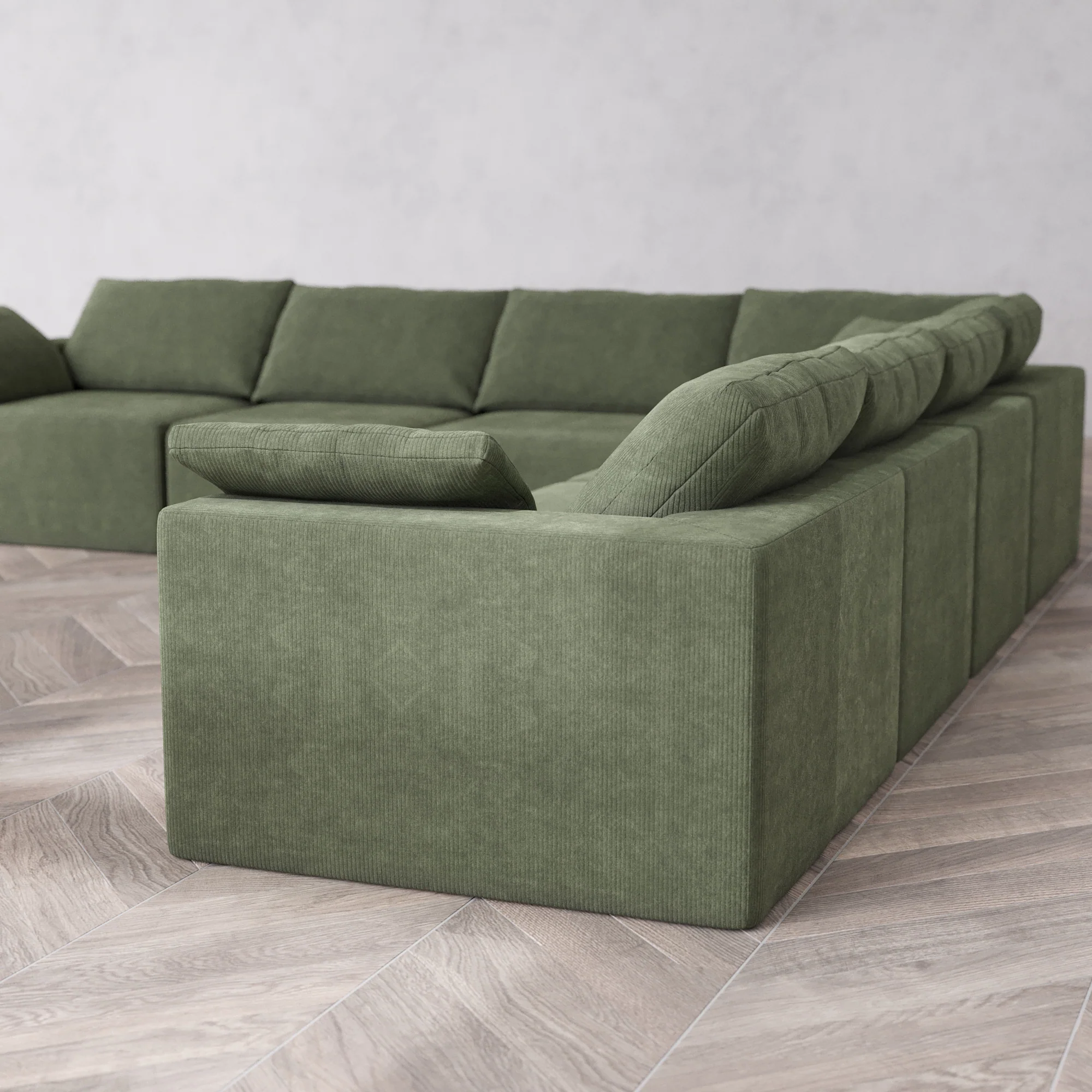 Slipcover Only - Modular Washable 7-Seater Corner Sectional Cloud Sofa in Juniper - Image 5