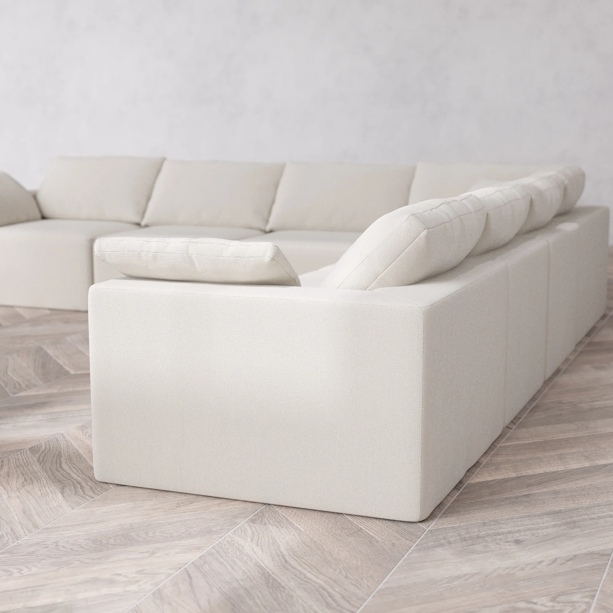 Slipcover Only - Modular Washable 7-Seater Corner Sectional Cloud Sofa in Pearl - Image 5