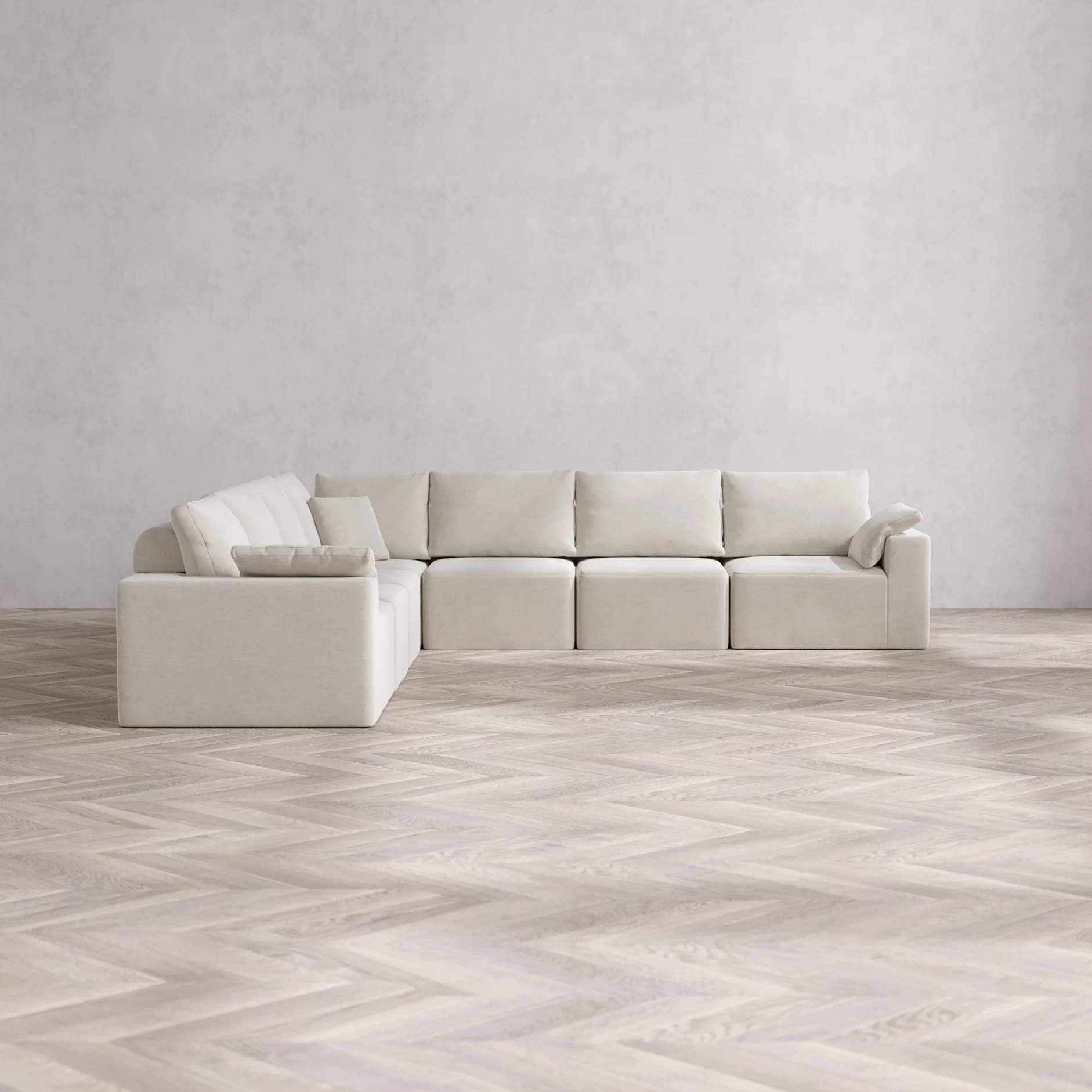Slipcover Only - Modular Washable 7-Seater Corner Sectional Cloud + Bolster Sofa in Cashew