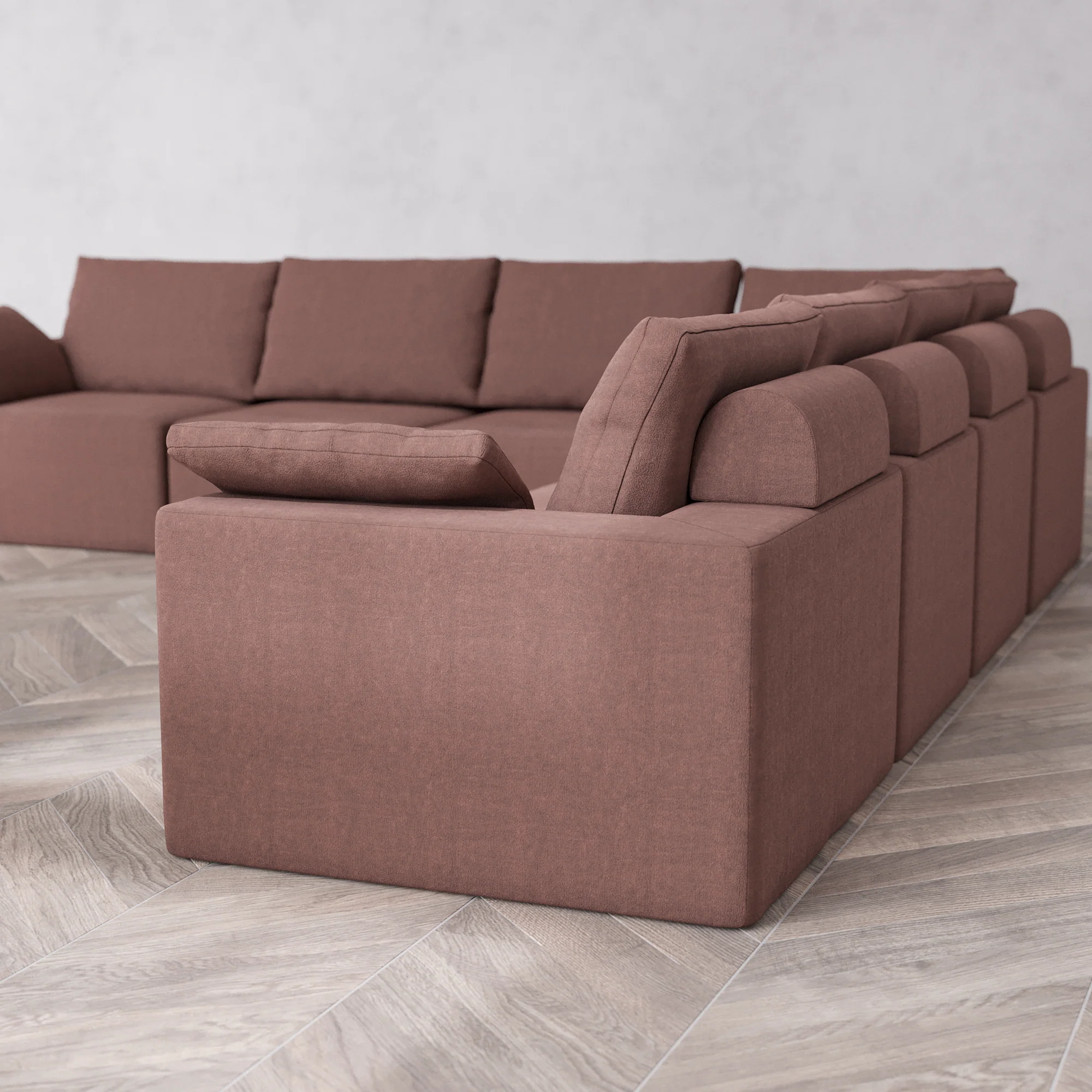 Slipcover Only - Modular Washable 7-Seater Corner Sectional Cloud + Bolster Sofa in Sumac - Image 5