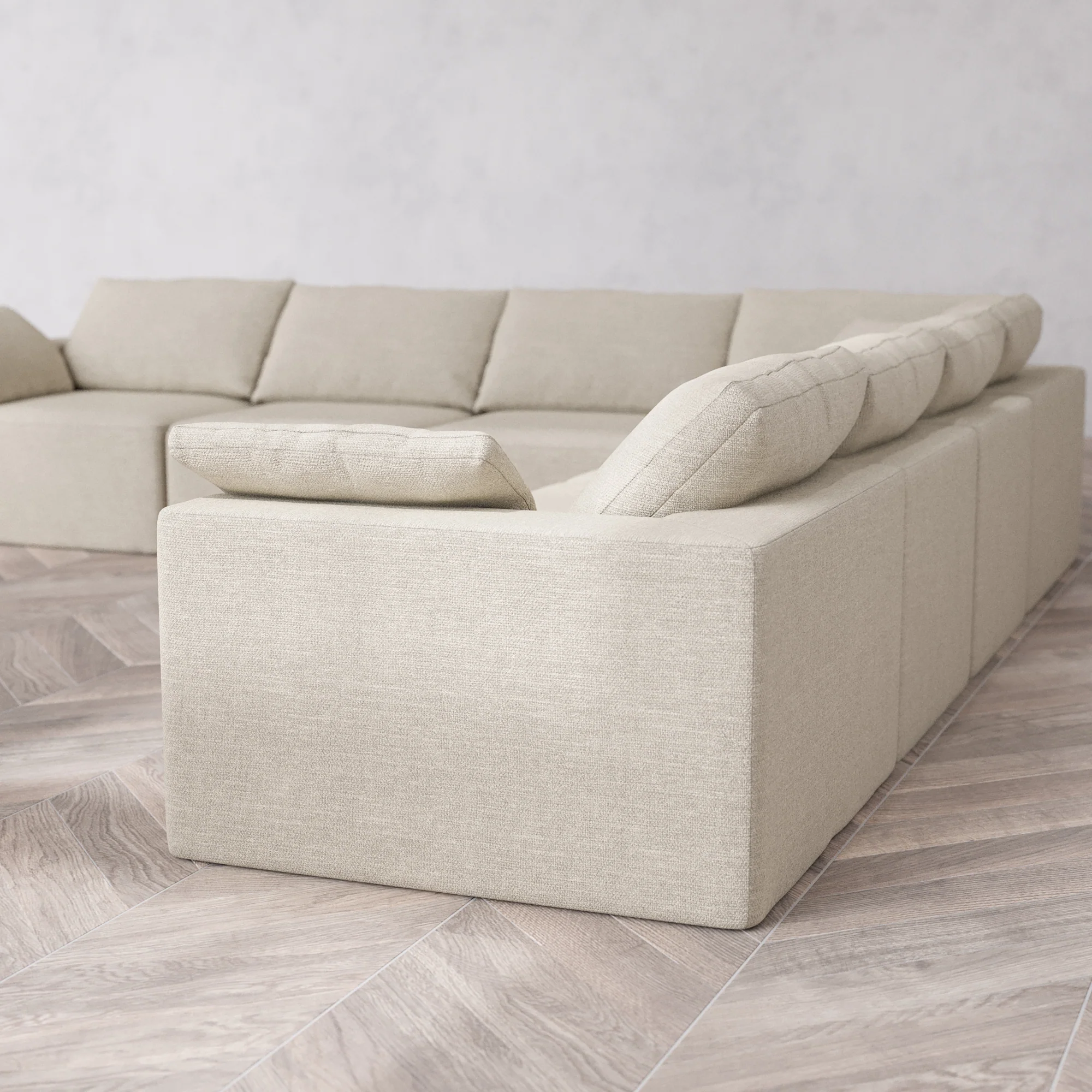 Slipcover Only - Modular Washable 7-Seater Corner Sectional Cloud Sofa in Sandstone - Image 5