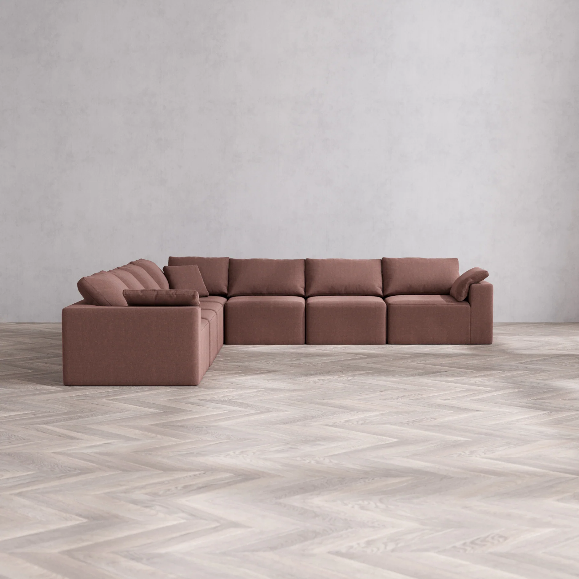 Slipcover Only - Modular Washable 7-Seater Corner Sectional Cloud Sofa in Sumac