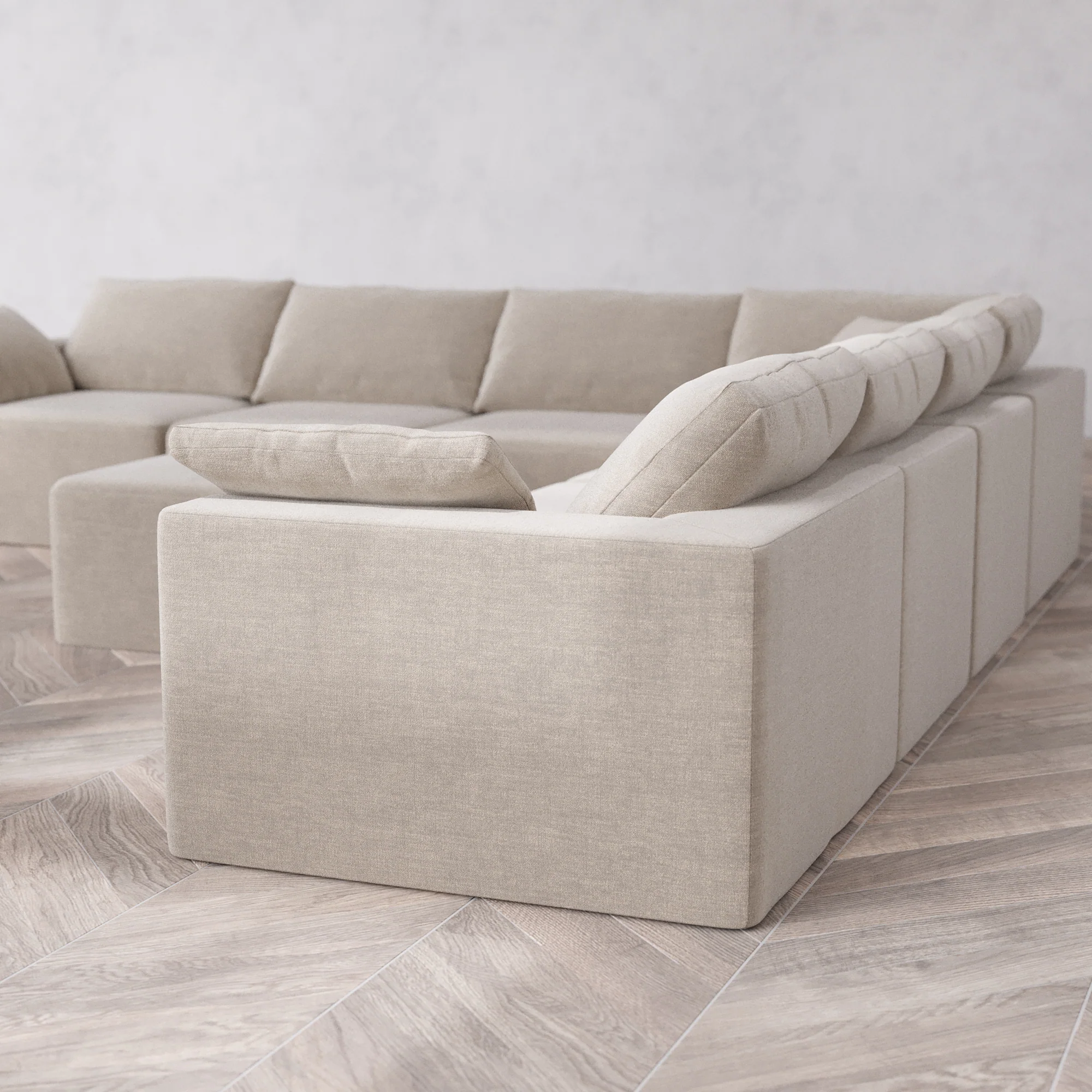 Slipcover Only - Modular Washable 7-Seater Corner Sectional + Ottoman Cloud Sofa in Caraway - Image 5