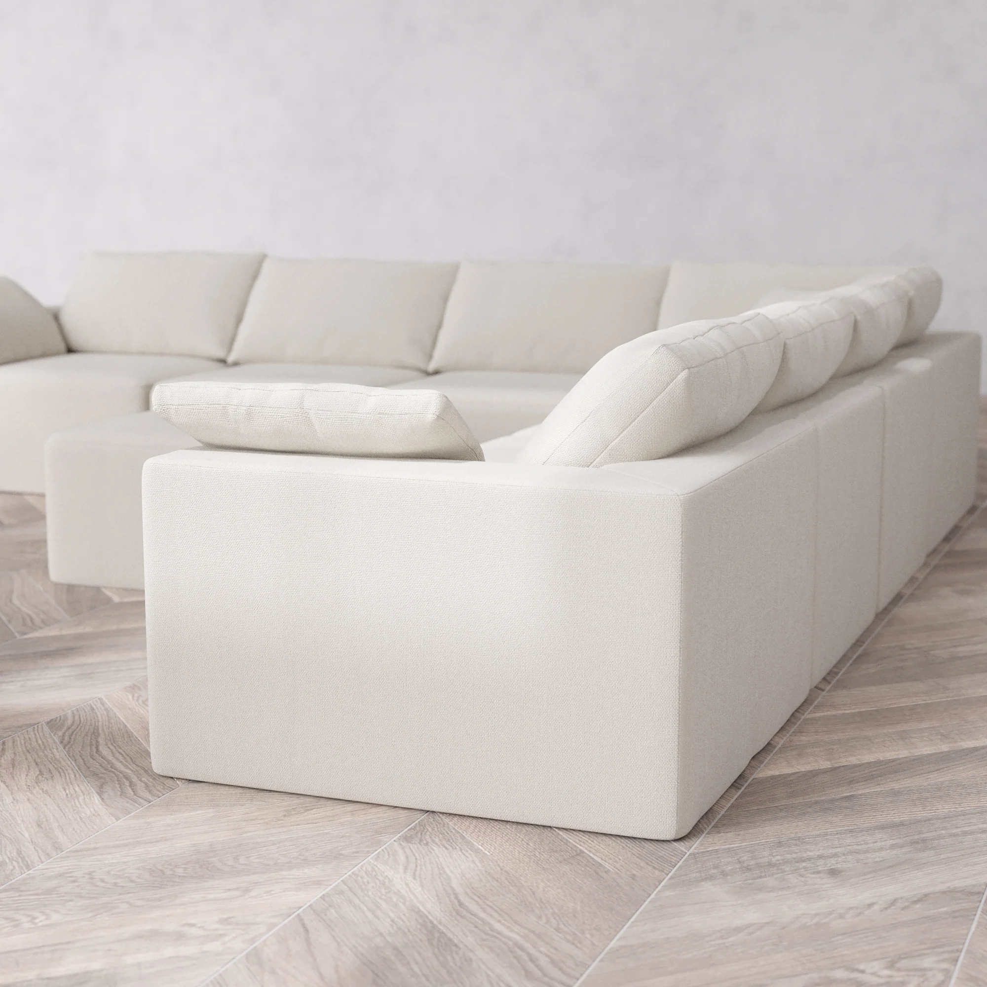 Slipcover Only - Modular Washable 7-Seater Corner Sectional + Ottoman Cloud Sofa in Pearl - Image 5