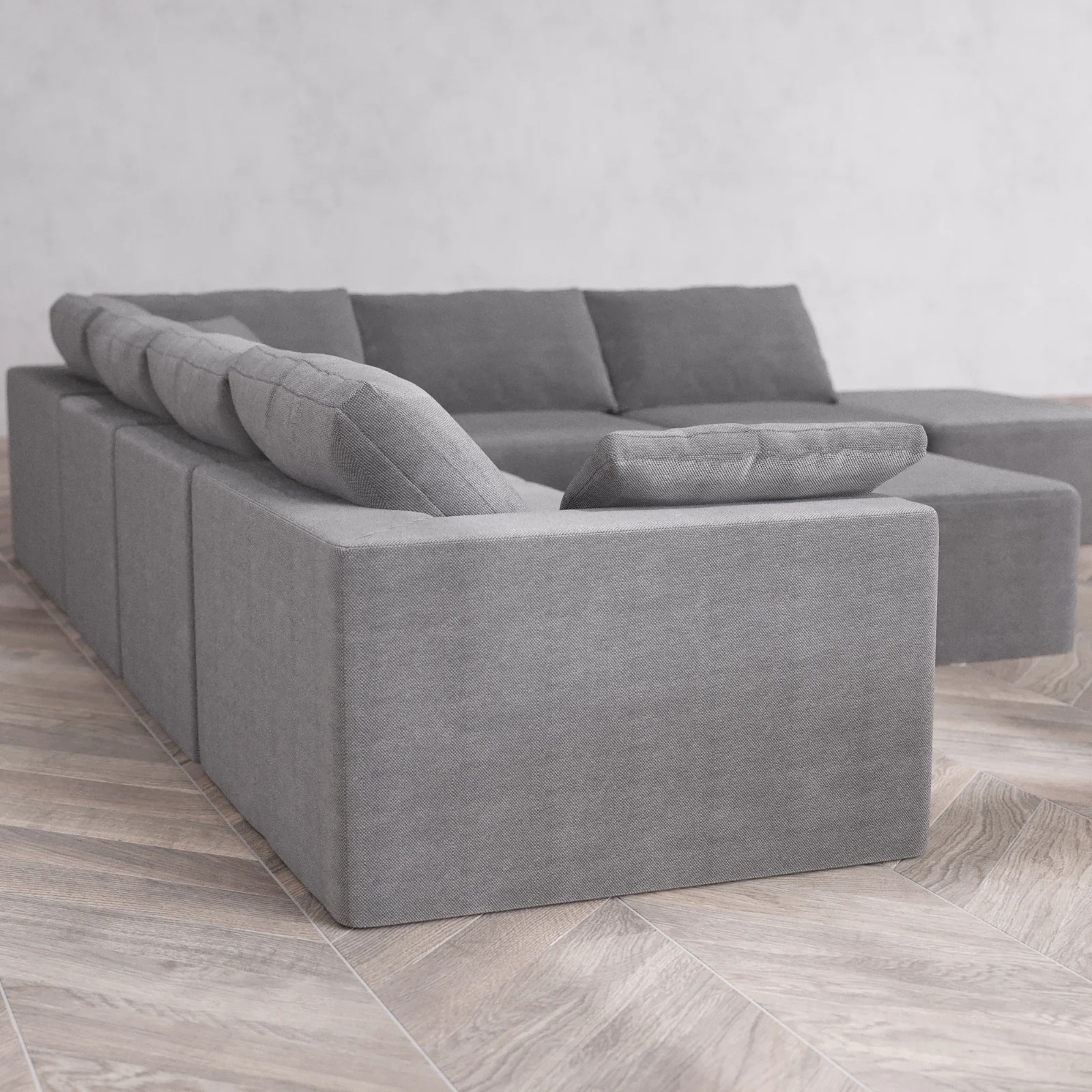Slipcover Only - Modular Washable 7-Seater Open End Corner Sectional + Chaise Ottoman Cloud Sofa in Slate | Left-Facing Arm - Image 5