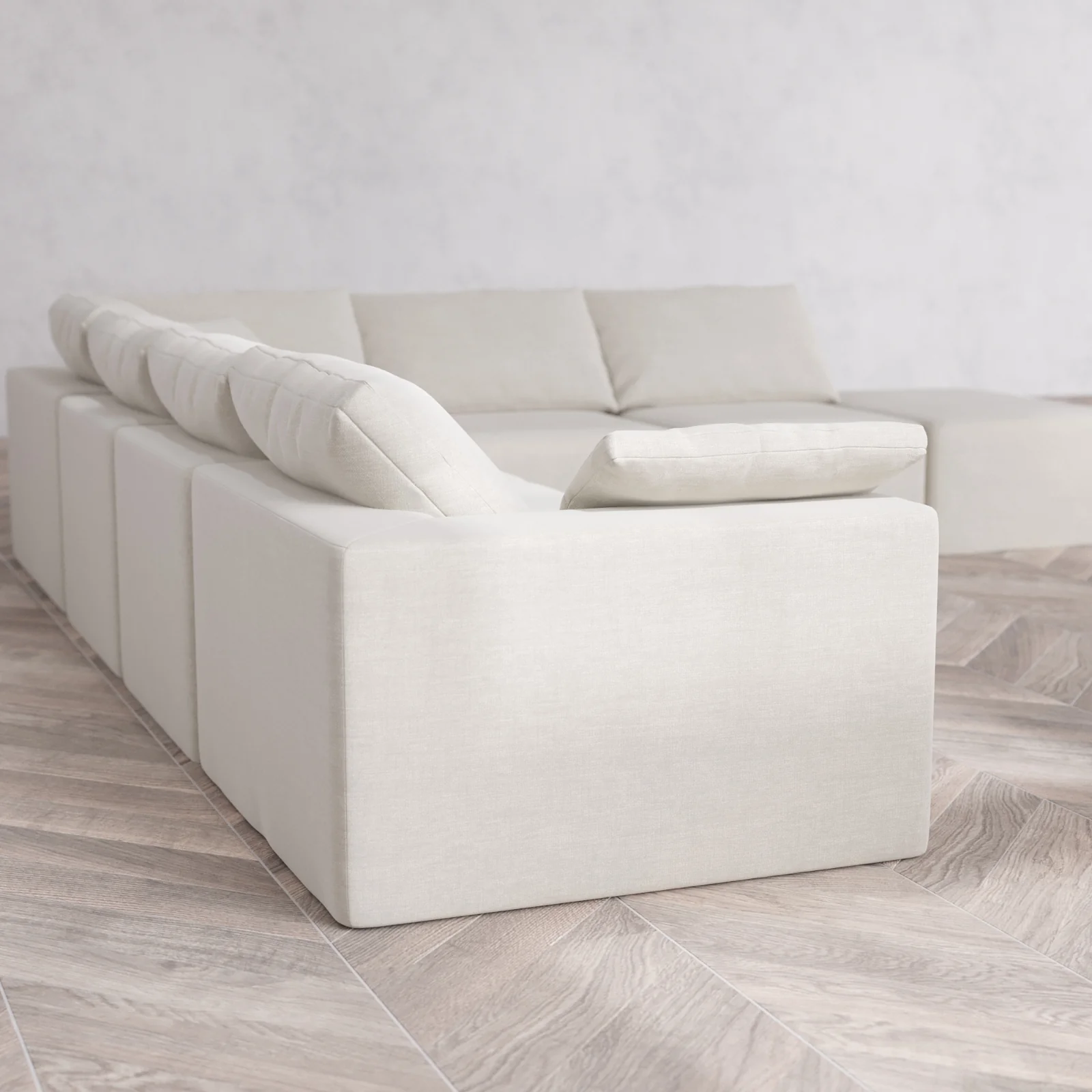 Slipcover Only - Modular Washable 7-Seater Open End Corner Sectional Cloud Sofa in Cashew | Left-Facing Arm - Image 5