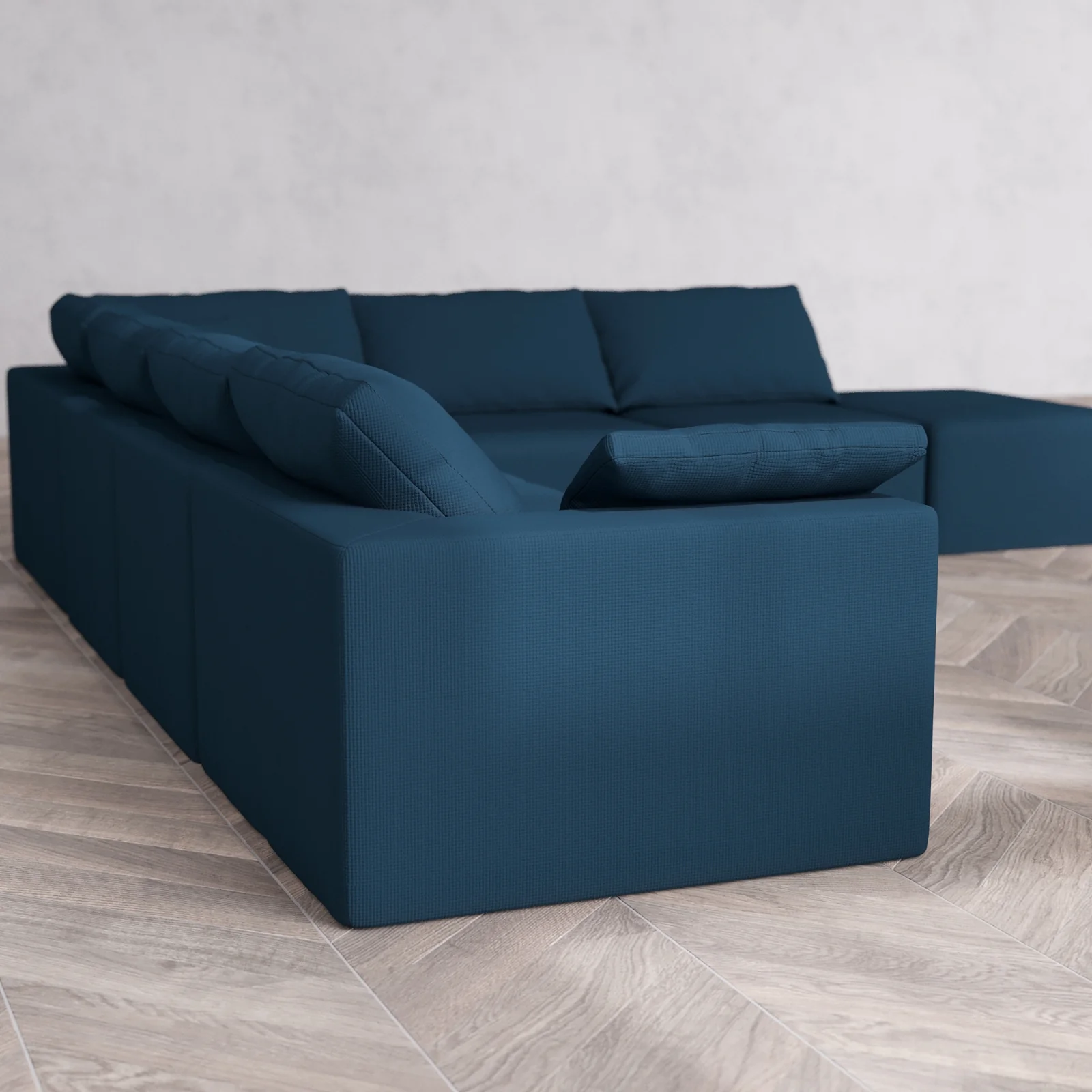 Slipcover Only - Modular Washable 7-Seater Open End Corner Sectional Cloud Sofa in Lazuli | Left-Facing Arm - Image 5