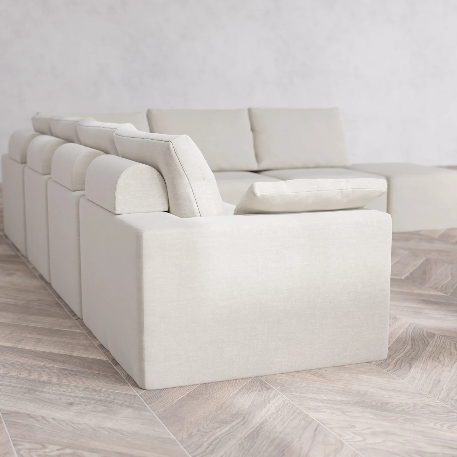 Slipcover Only - Modular Washable 7-Seater Open End Corner Sectional Cloud + Bolster Sofa in Cashew | Left-Facing Arm - Image 5