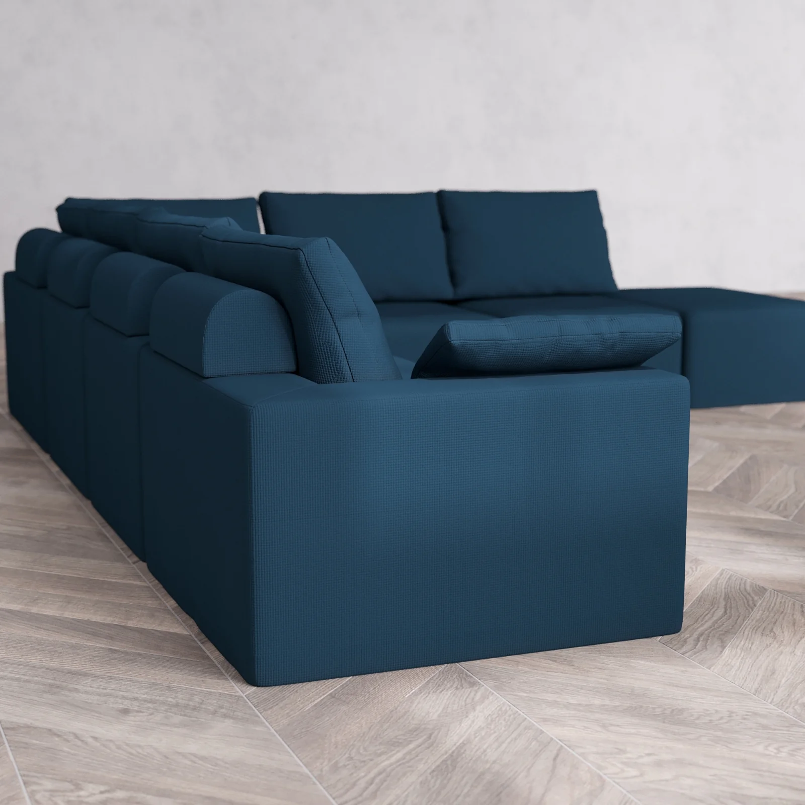 Slipcover Only - Modular Washable 7-Seater Open End Corner Sectional Cloud + Bolster Sofa in Lazuli | Left-Facing Arm - Image 5