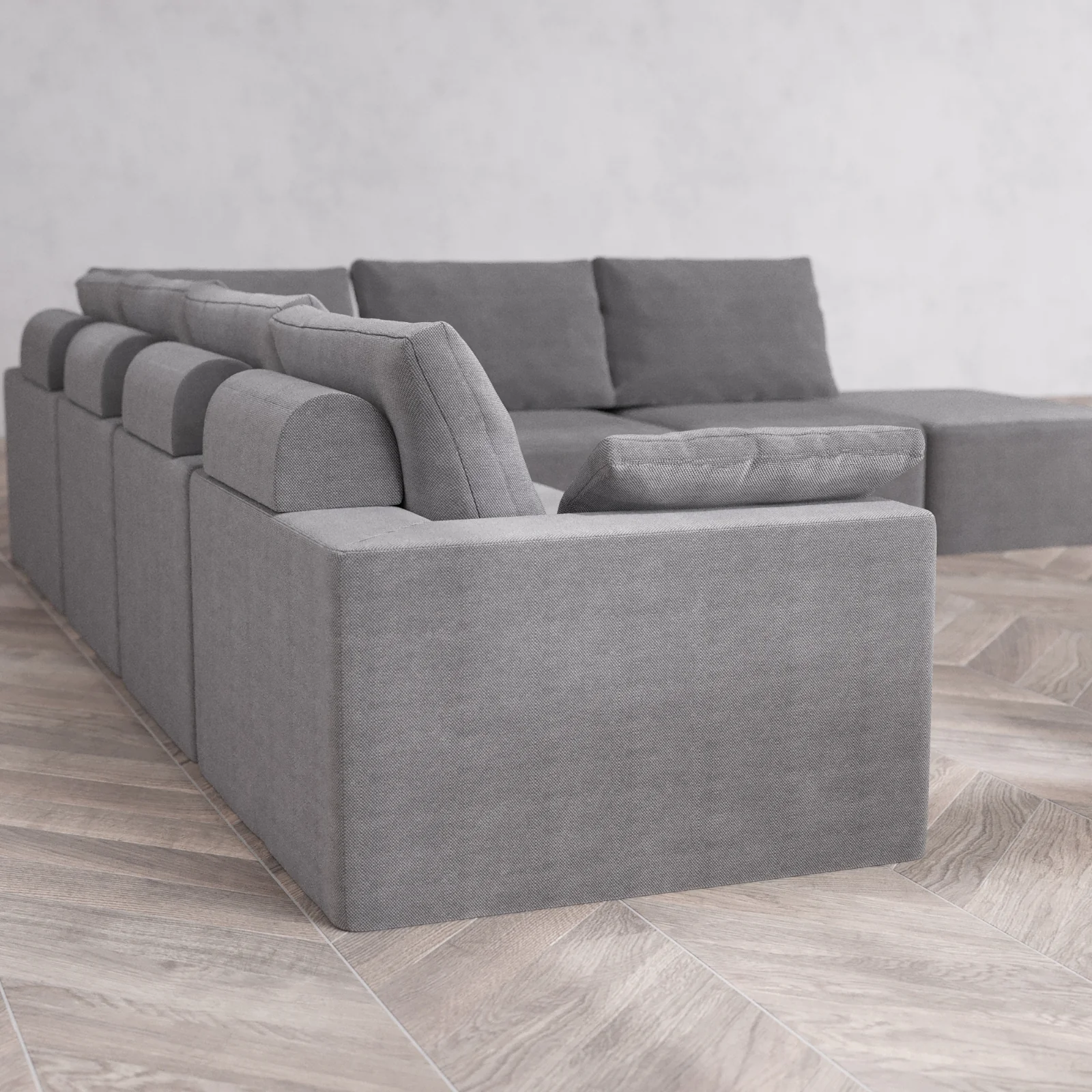 Slipcover Only - Modular Washable 7-Seater Open End Corner Sectional Cloud + Bolster Sofa in Slate | Left-Facing Arm - Image 5