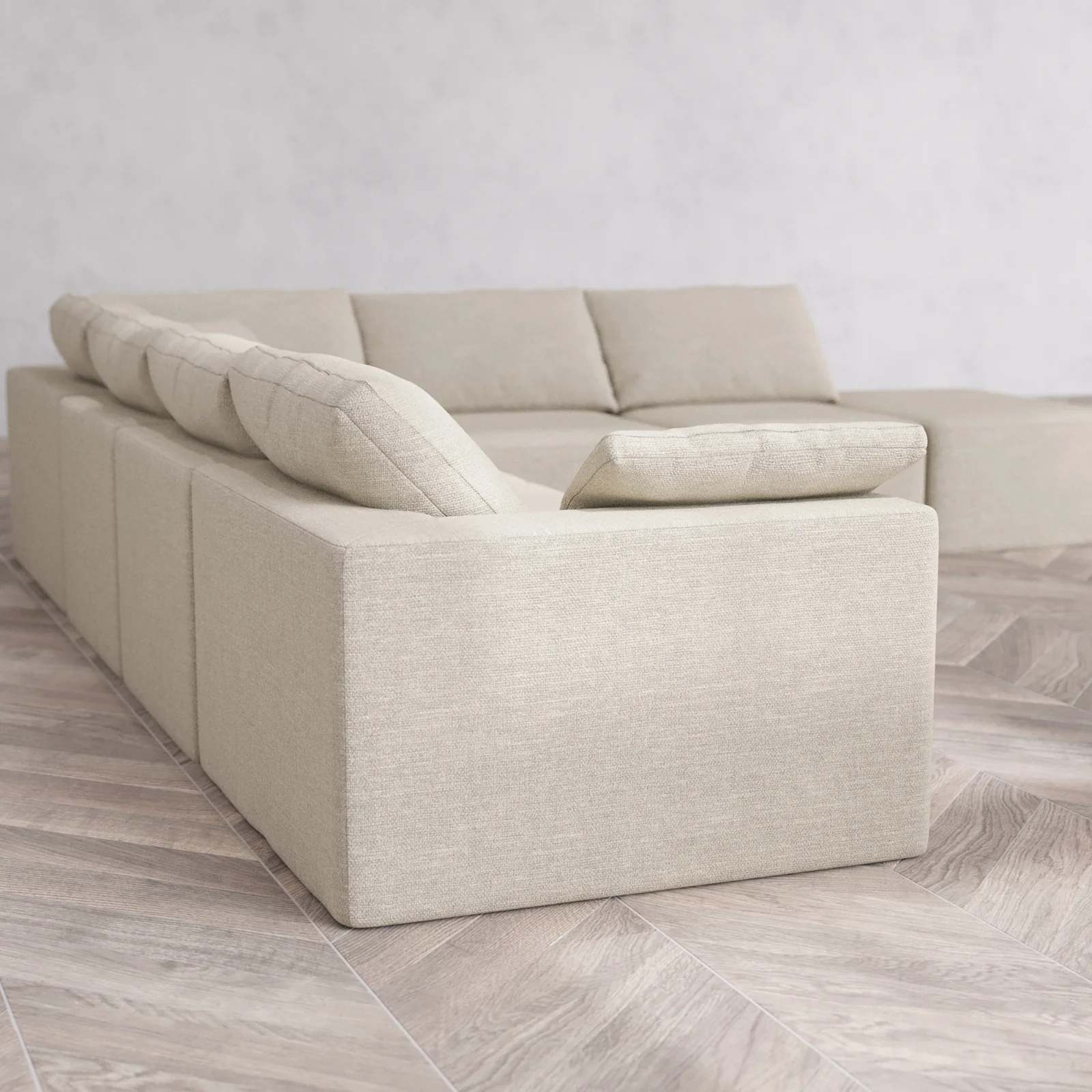 Slipcover Only - Modular Washable 7-Seater Open End Corner Sectional Cloud Sofa in Sandstone | Left-Facing Arm - Image 5