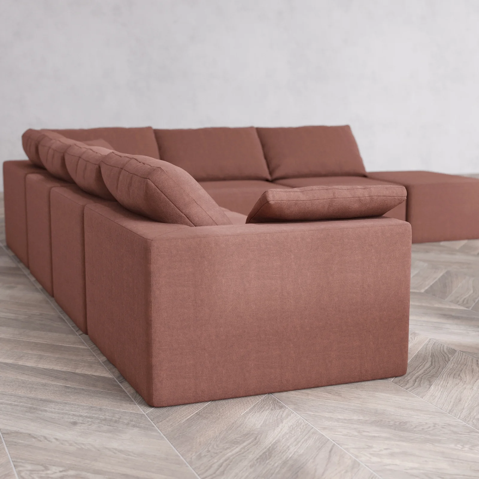 Slipcover Only - Modular Washable 7-Seater Open End Corner Sectional Cloud Sofa in Sumac | Left-Facing Arm - Image 5