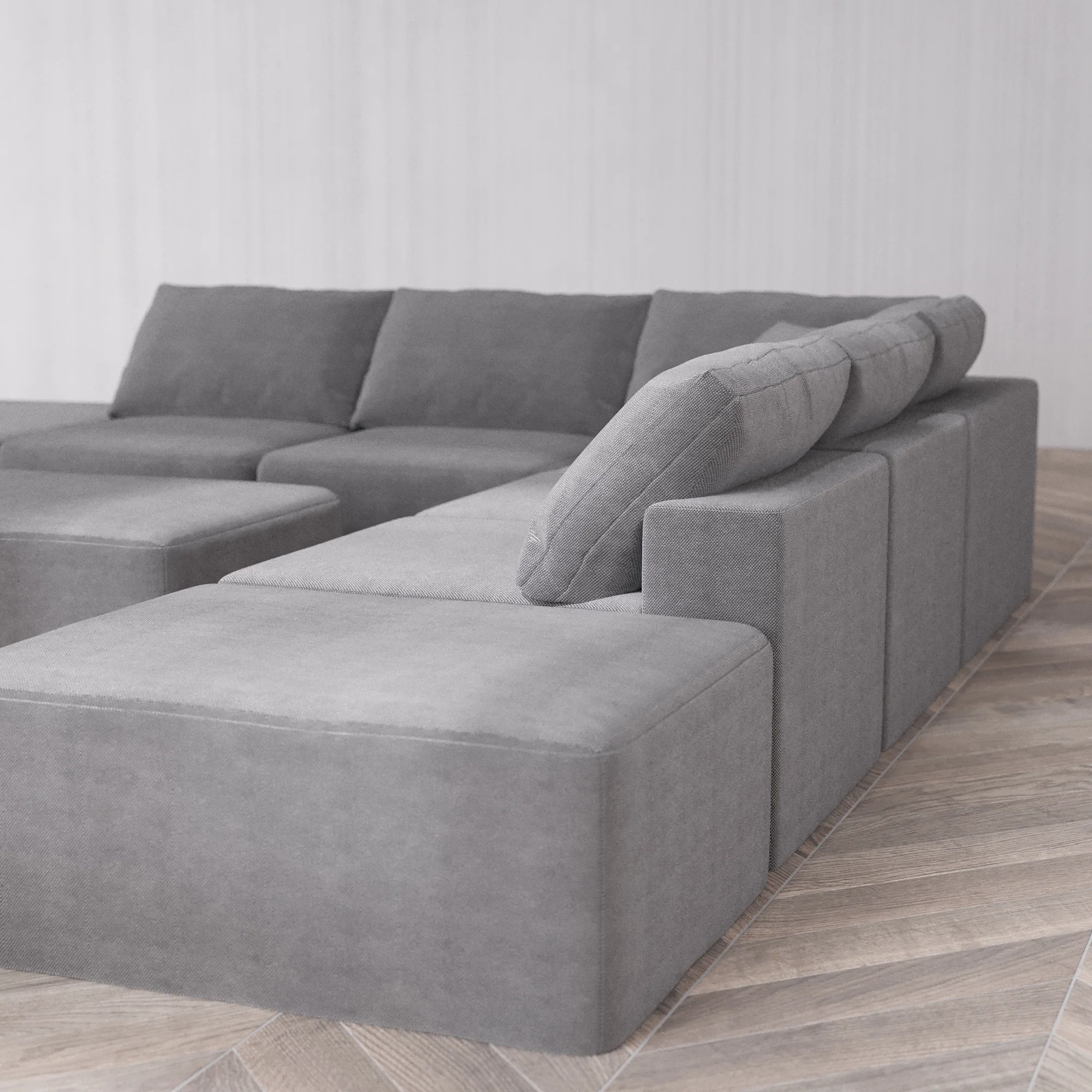 Slipcover Only - Modular Washable 7-Seater Open-Ends Corner Sectional + Chaise Ottoman Cloud Sofa in Slate - Image 5