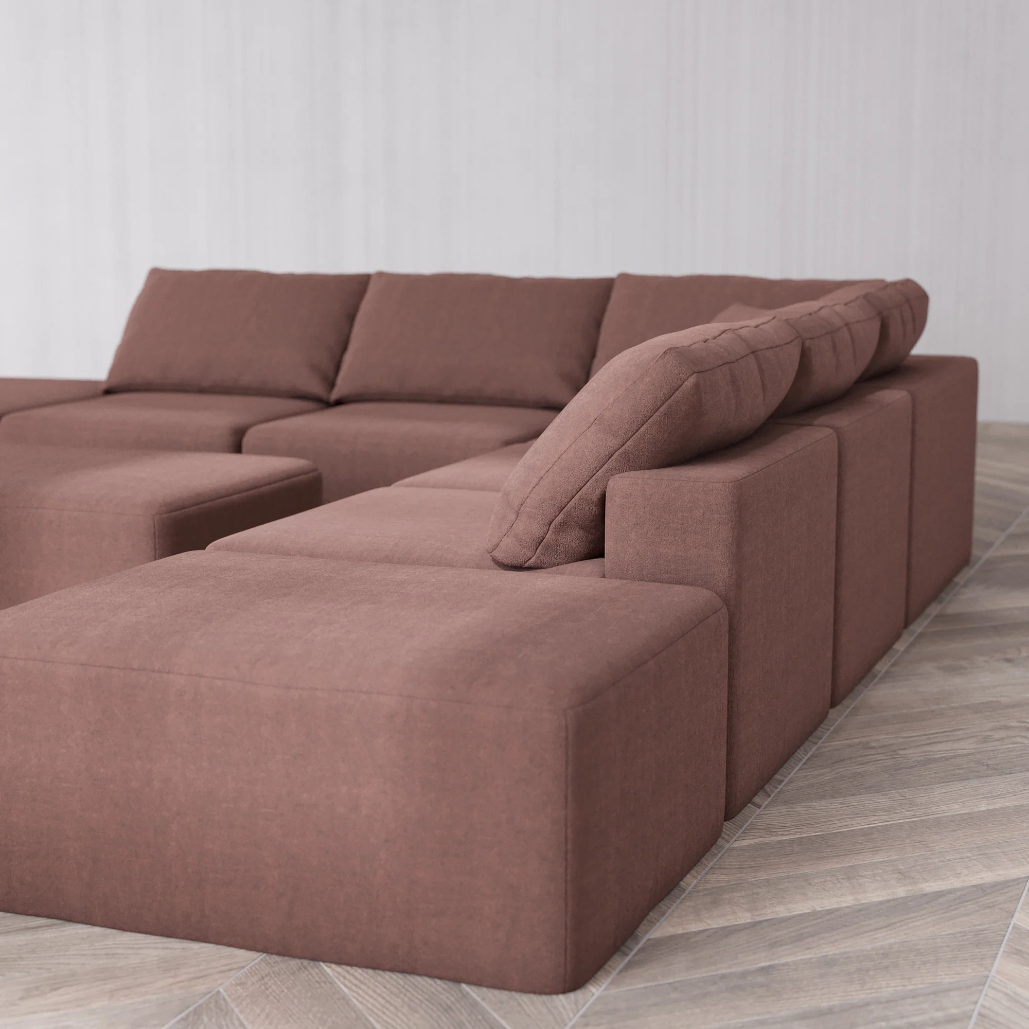 Slipcover Only - Modular Washable 7-Seater Open-Ends Corner Sectional + Chaise Ottoman Cloud Sofa in Sumac - Image 5