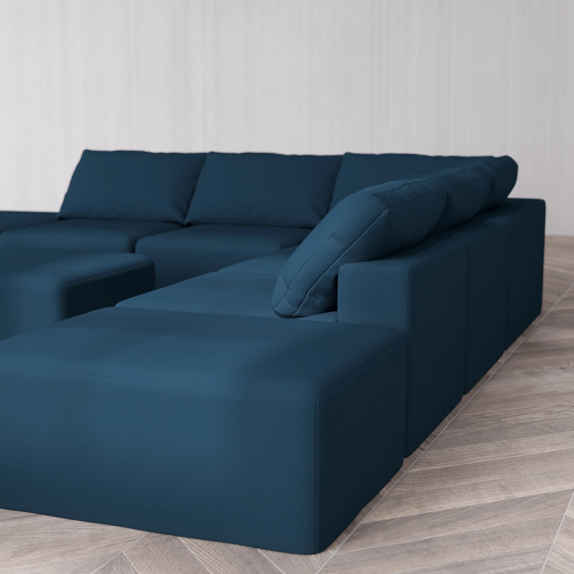 Slipcover Only - Modular Washable 7-Seater Open-Ends Corner Sectional Cloud Sofa in Lazuli - Image 5