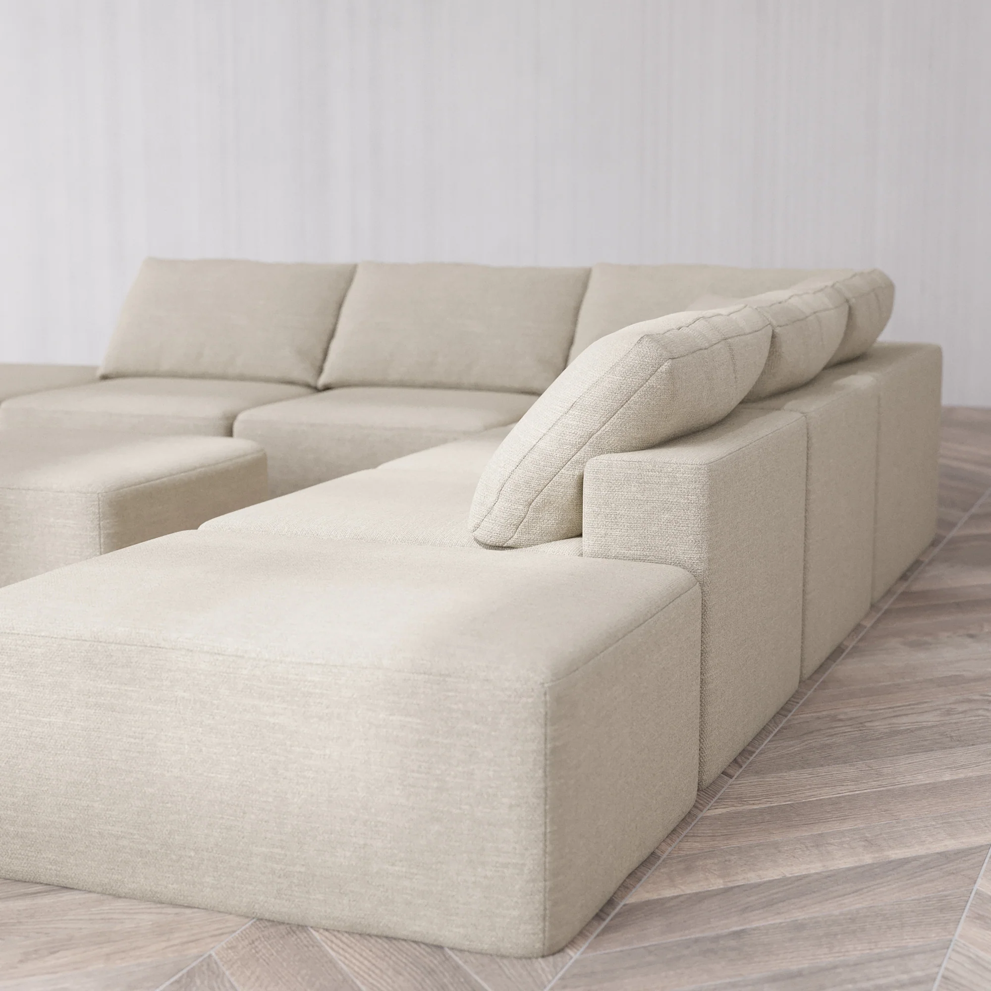 Slipcover Only - Modular Washable 7-Seater Open-Ends Corner Sectional Cloud Sofa in Sandstone - Image 5