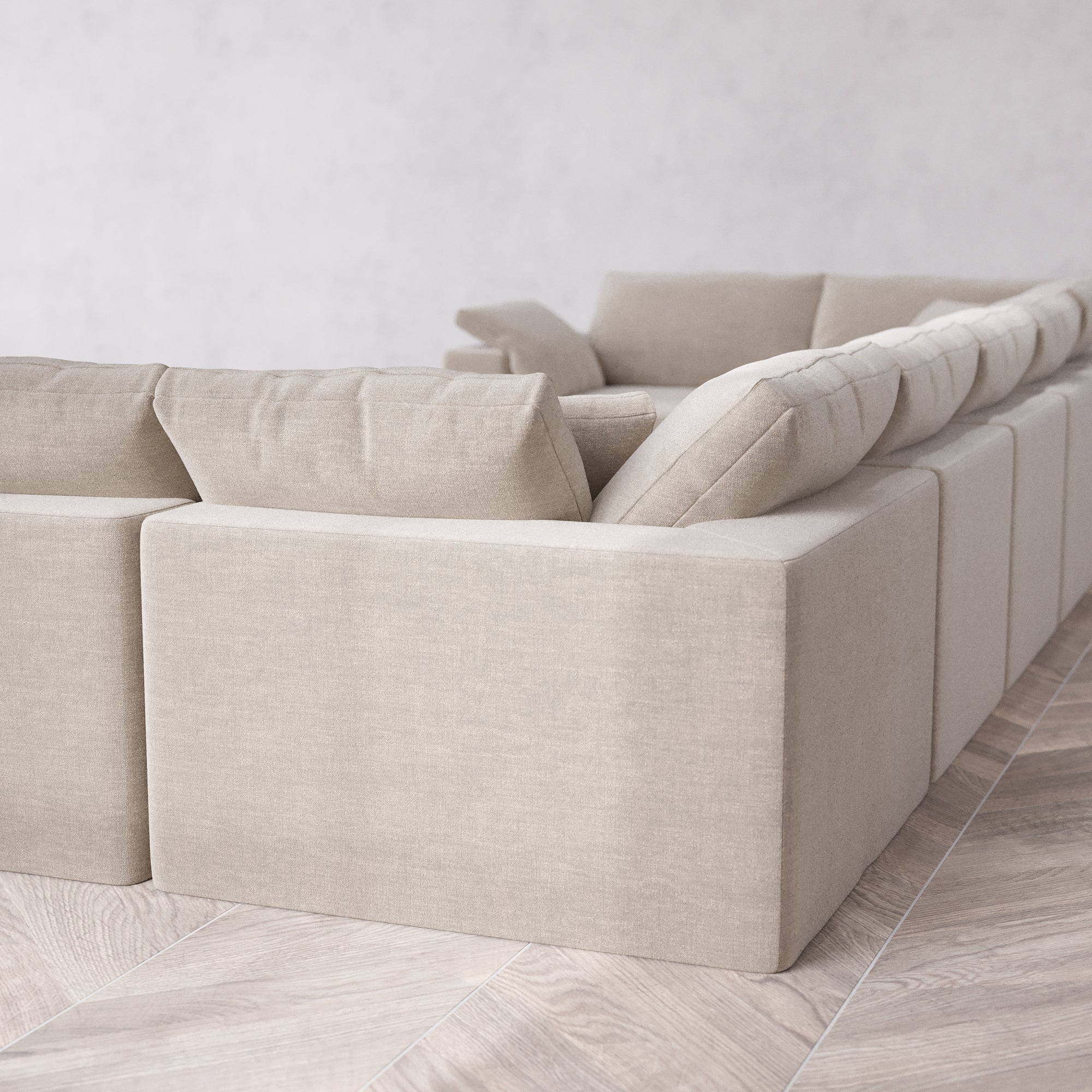Slipcover Only - Modular Washable 7-Seater U Sectional + Chaise Ottoman Cloud Sofa in Caraway - Image 5