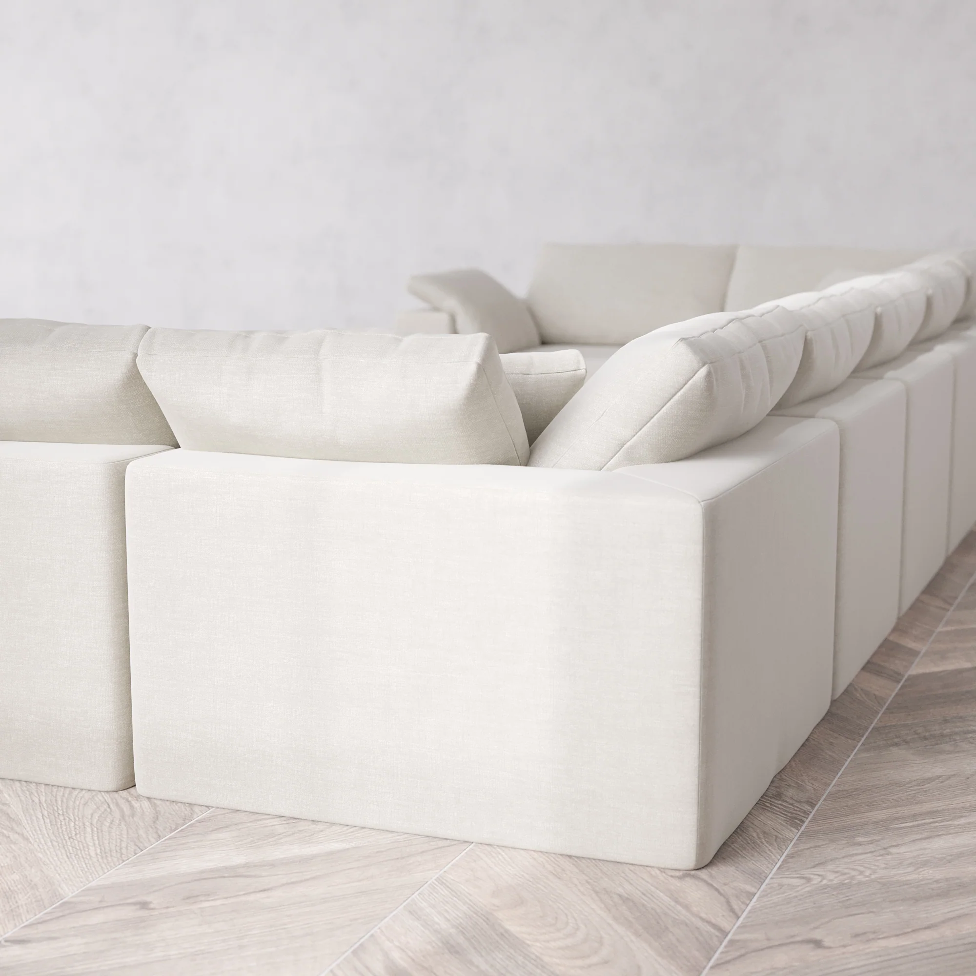 Slipcover Only - Modular Washable 7-Seater U Sectional + Chaise Ottoman Cloud Sofa in Cashew - Image 5