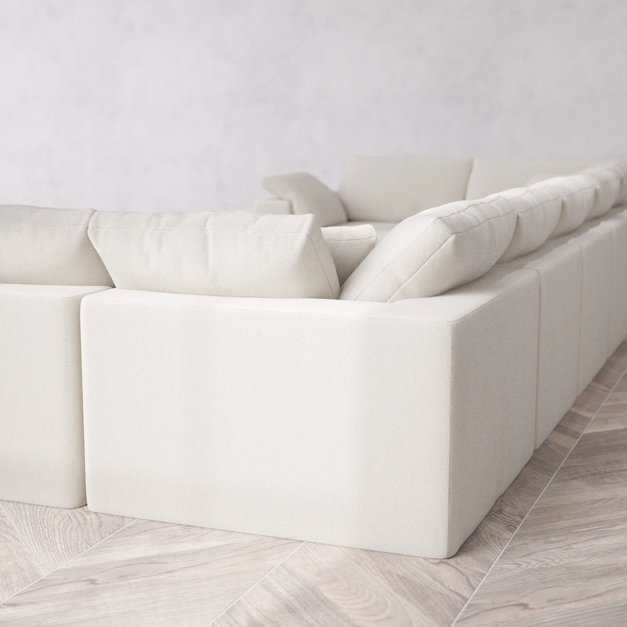 Slipcover Only - Modular Washable 7-Seater U Sectional + Chaise Ottoman Cloud Sofa in Pearl - Image 5