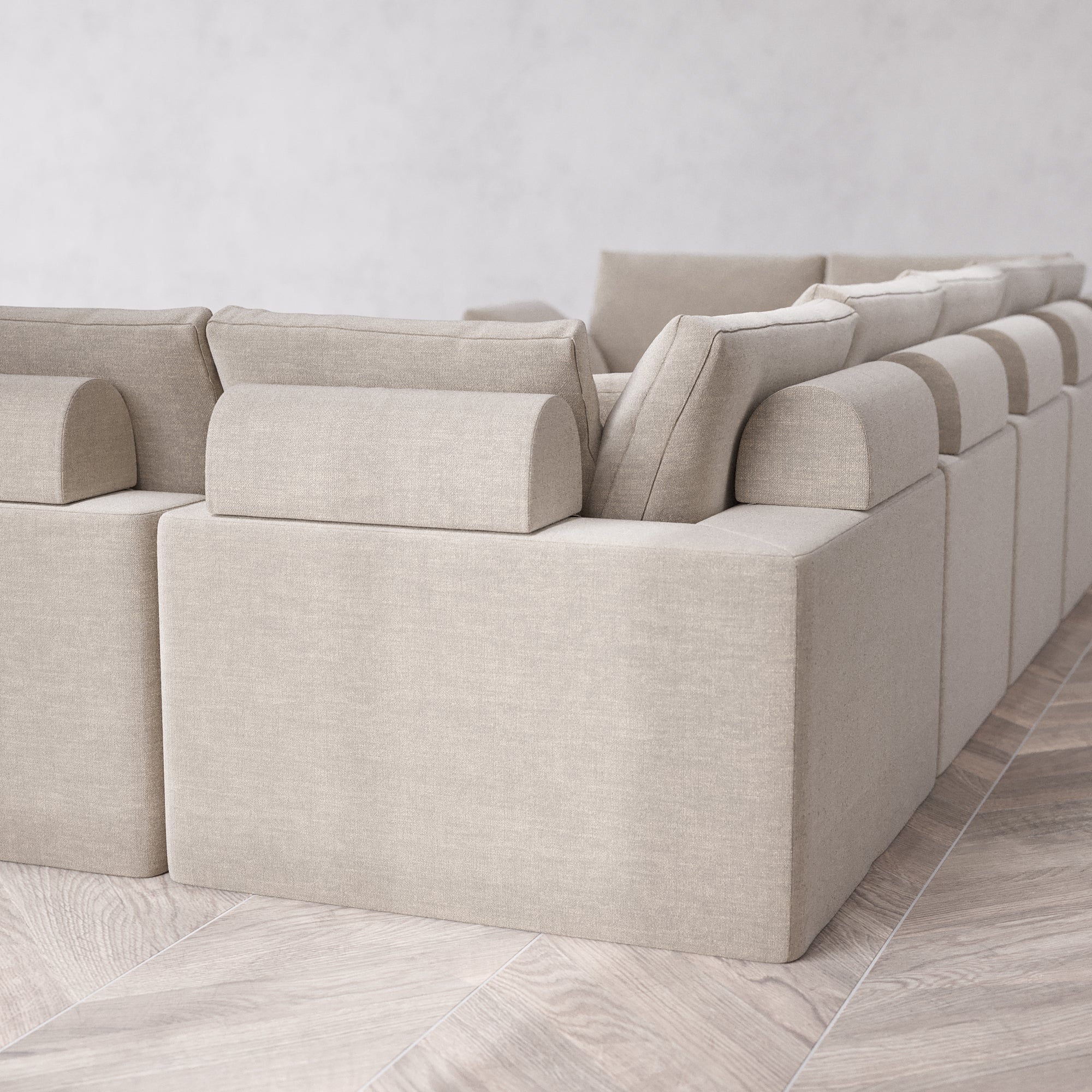 Slipcover Only - Modular Washable 7-Seater U Sectional + Chaise Ottoman Cloud + Bolster Sofa in Caraway - Image 5
