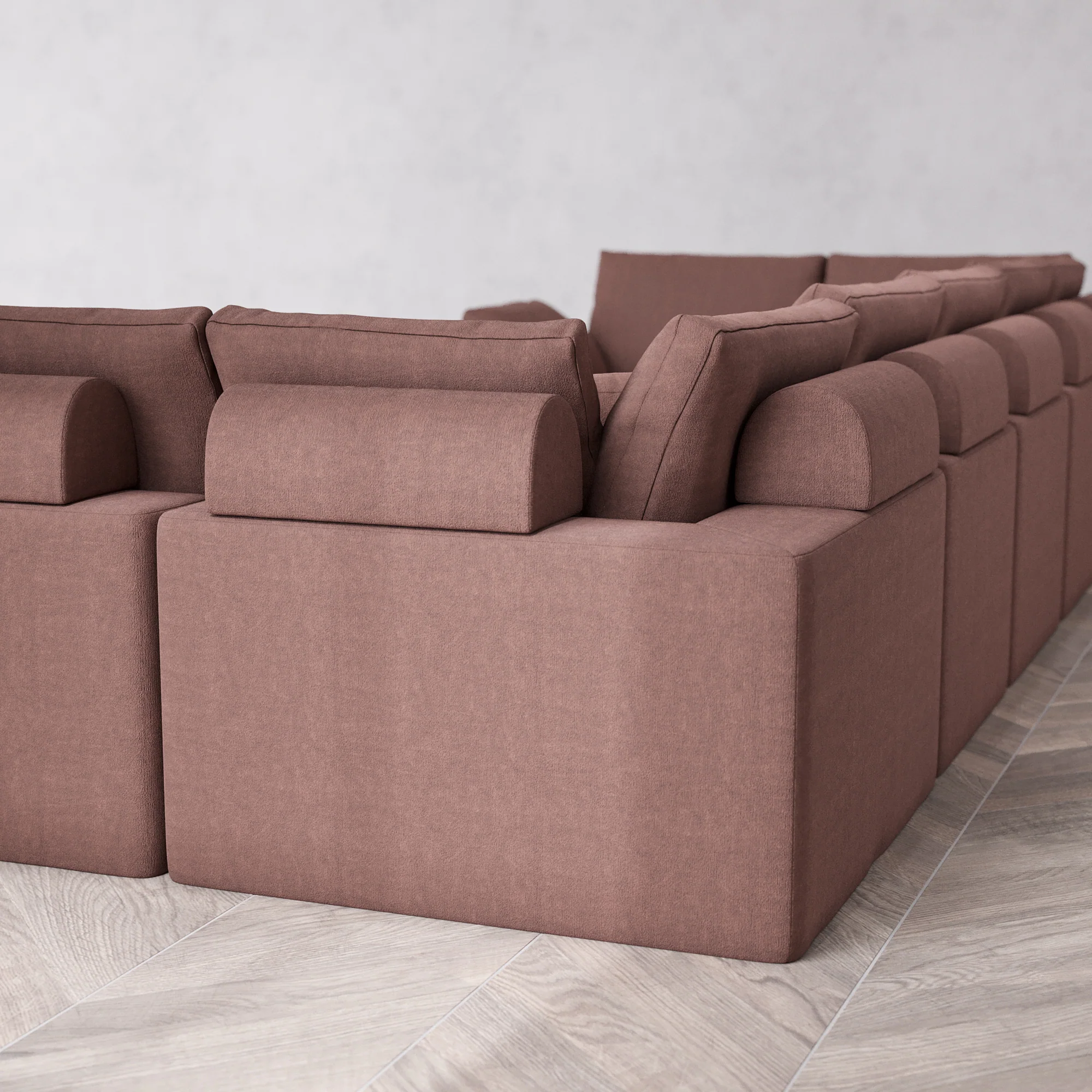 Slipcover Only - Modular Washable 7-Seater U Sectional + Chaise Ottoman Cloud + Bolster Sofa in Sumac - Image 5