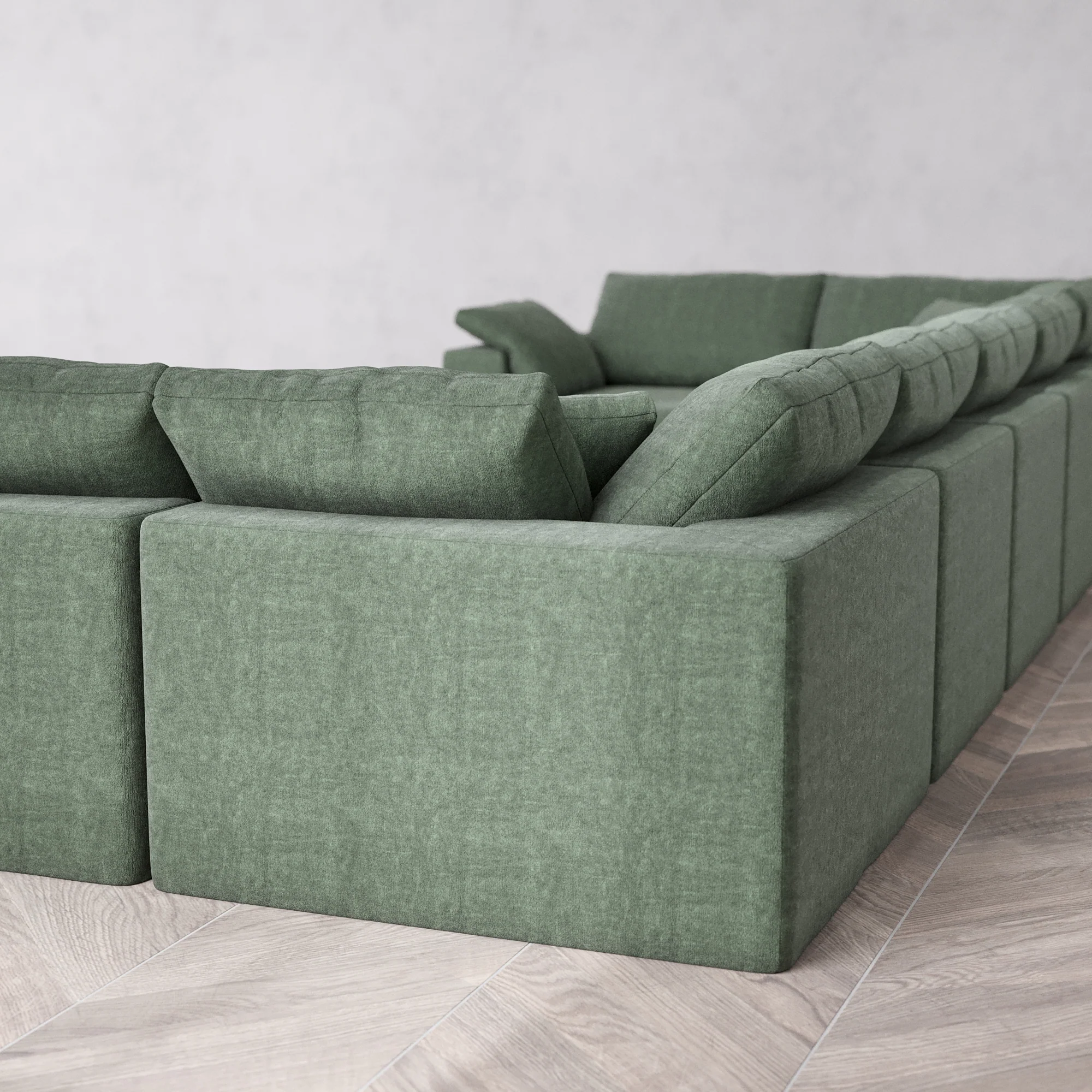 Slipcover Only - Modular Washable 7-Seater U Sectional + Chaise Ottoman Cloud Sofa in Sage - Image 5
