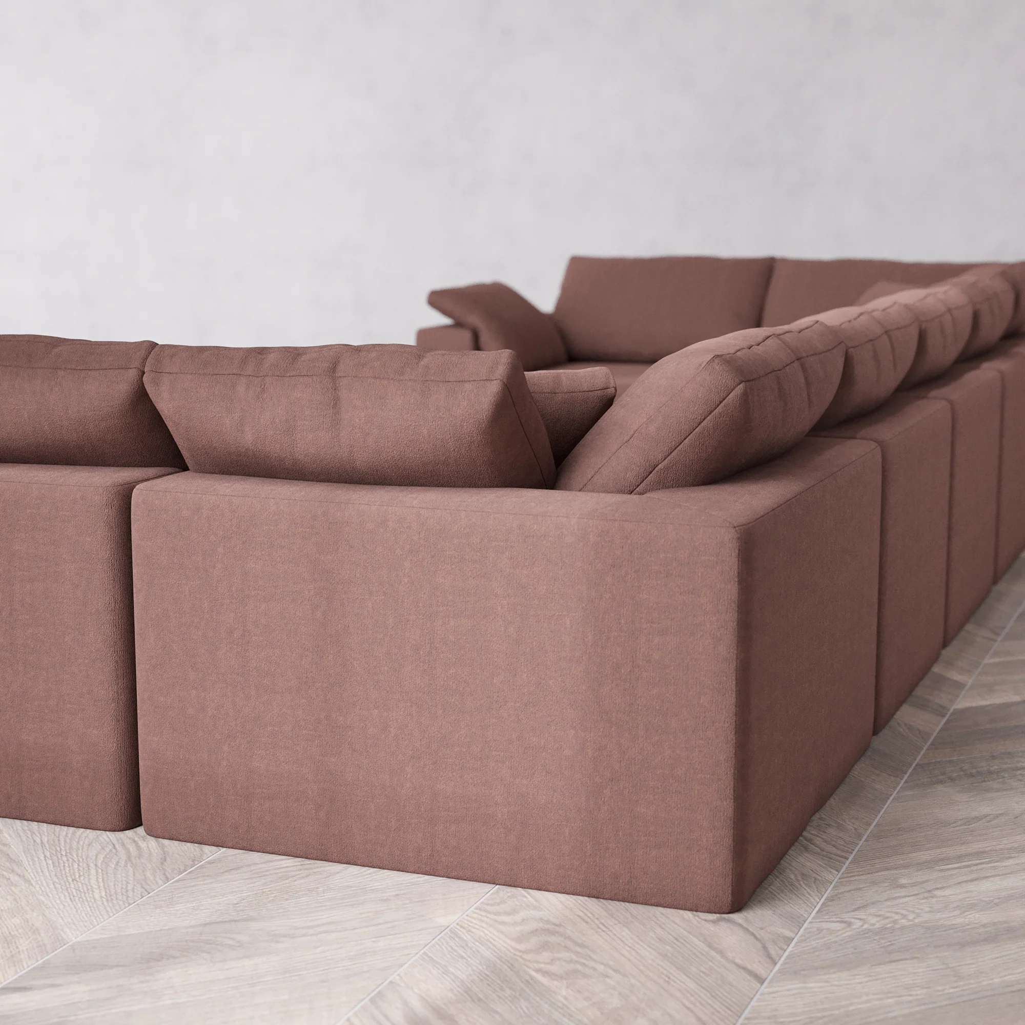 Slipcover Only - Modular Washable 7-Seater U Sectional + Chaise Ottoman Cloud Sofa in Sumac - Image 5