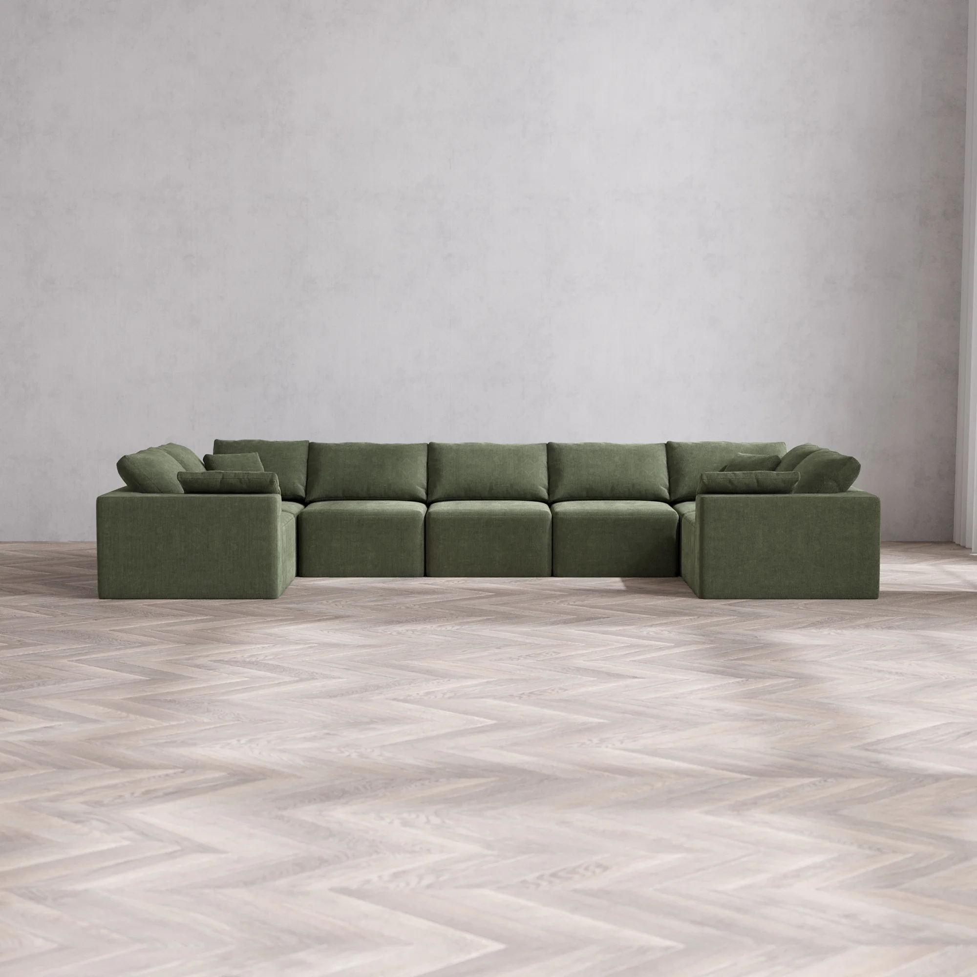 Slipcover Only - Modular Washable 7-Seater U Sectional Cloud Sofa in Juniper